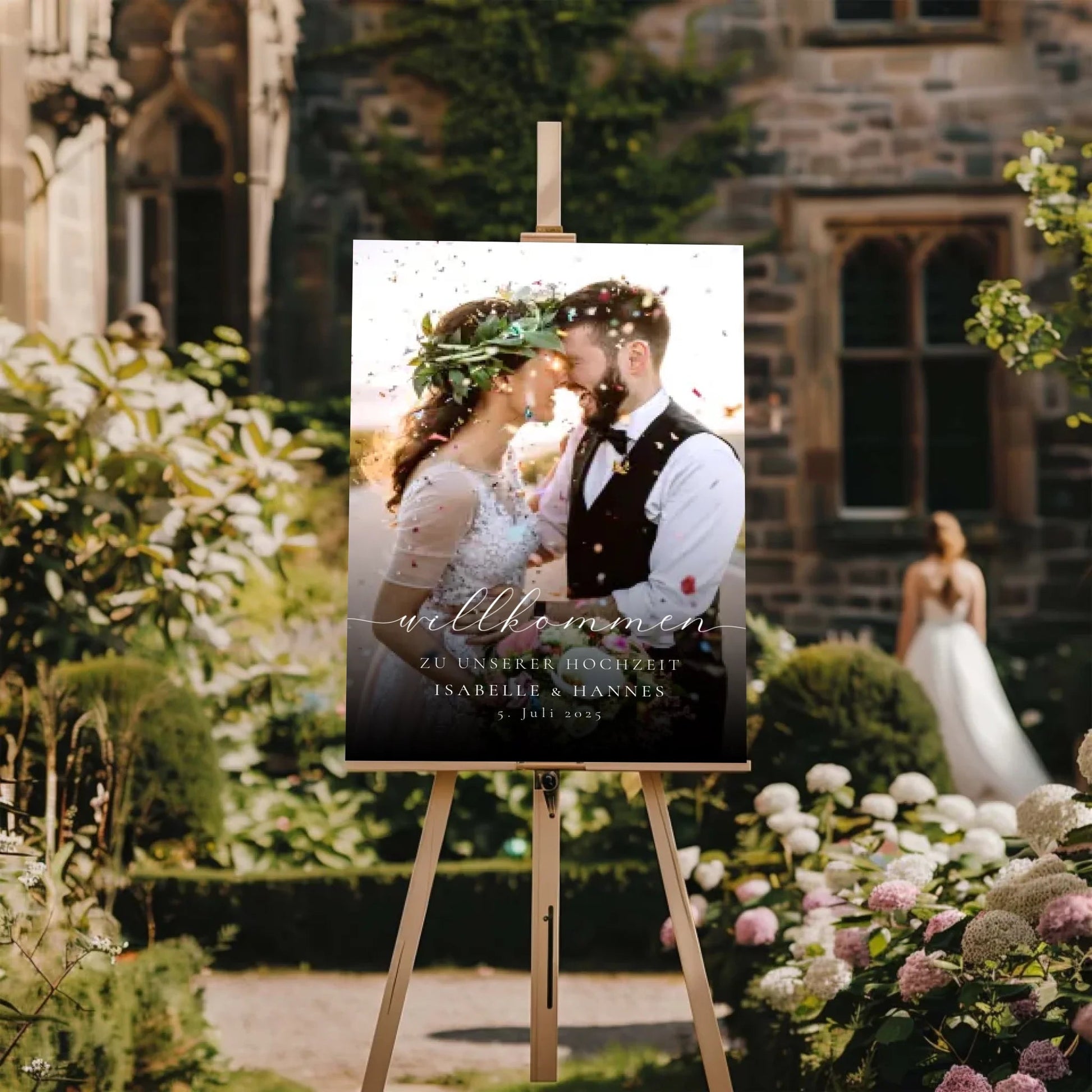 Hochzeitsschild mit Foto - "Isabelle" - LeinwandGlück