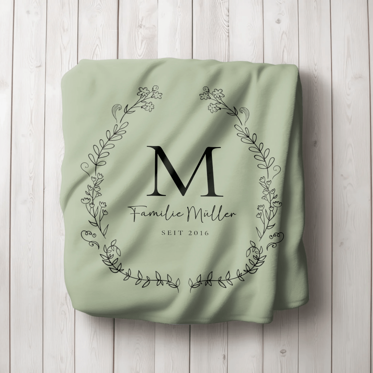 Personalisierte Decke - "Familie mit Initial" - LeinwandGlück