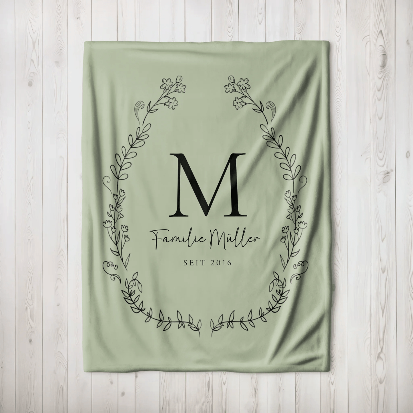 Personalisierte Decke - "Familie mit Initial" - LeinwandGlück