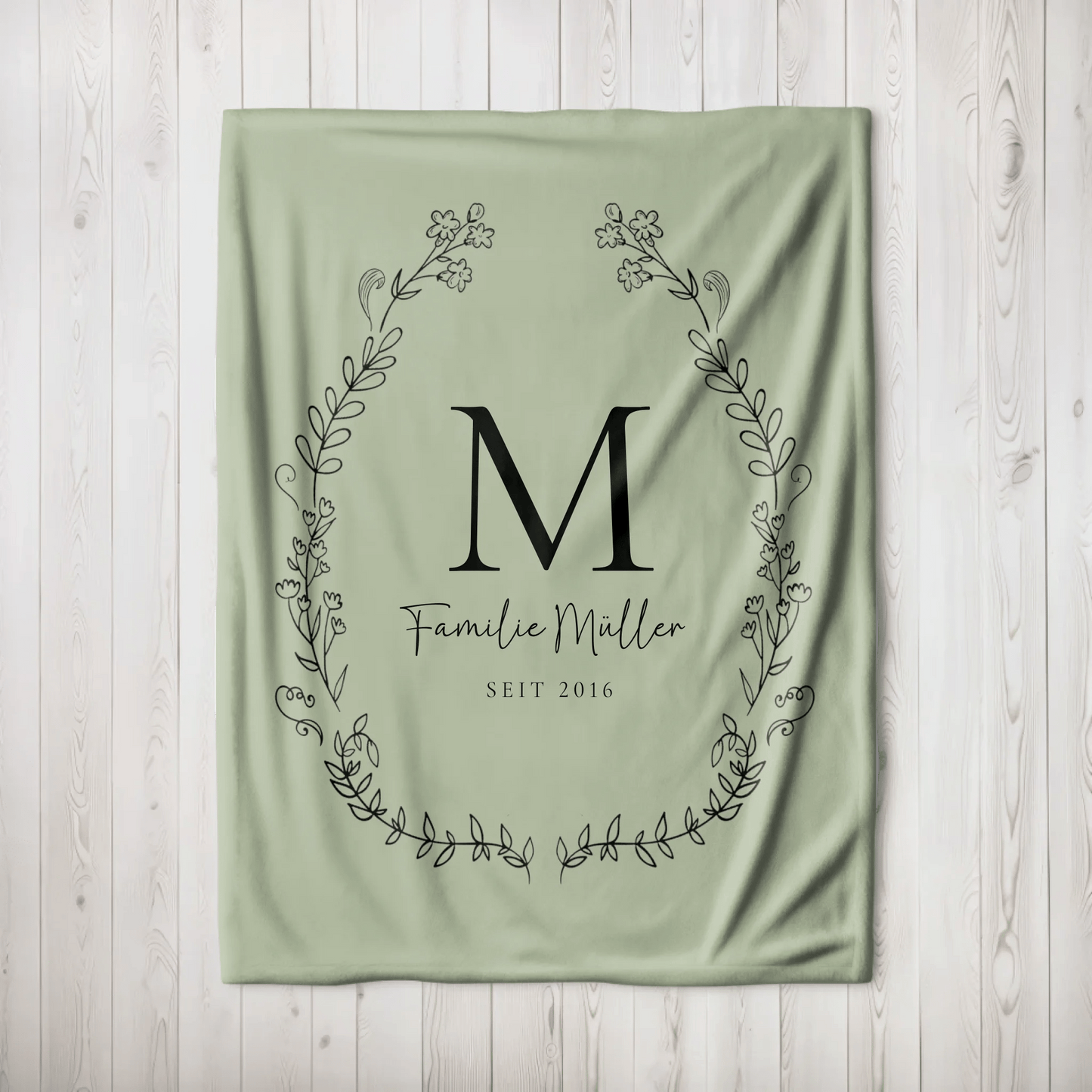 Personalisierte Decke - "Familie mit Initial" - LeinwandGlück