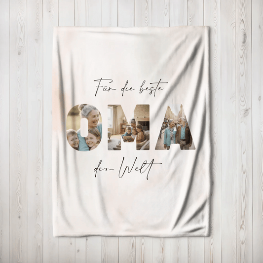 Personalisierte Decke - "Für die beste Mama Oma der Welt" | Foto - LeinwandGlück