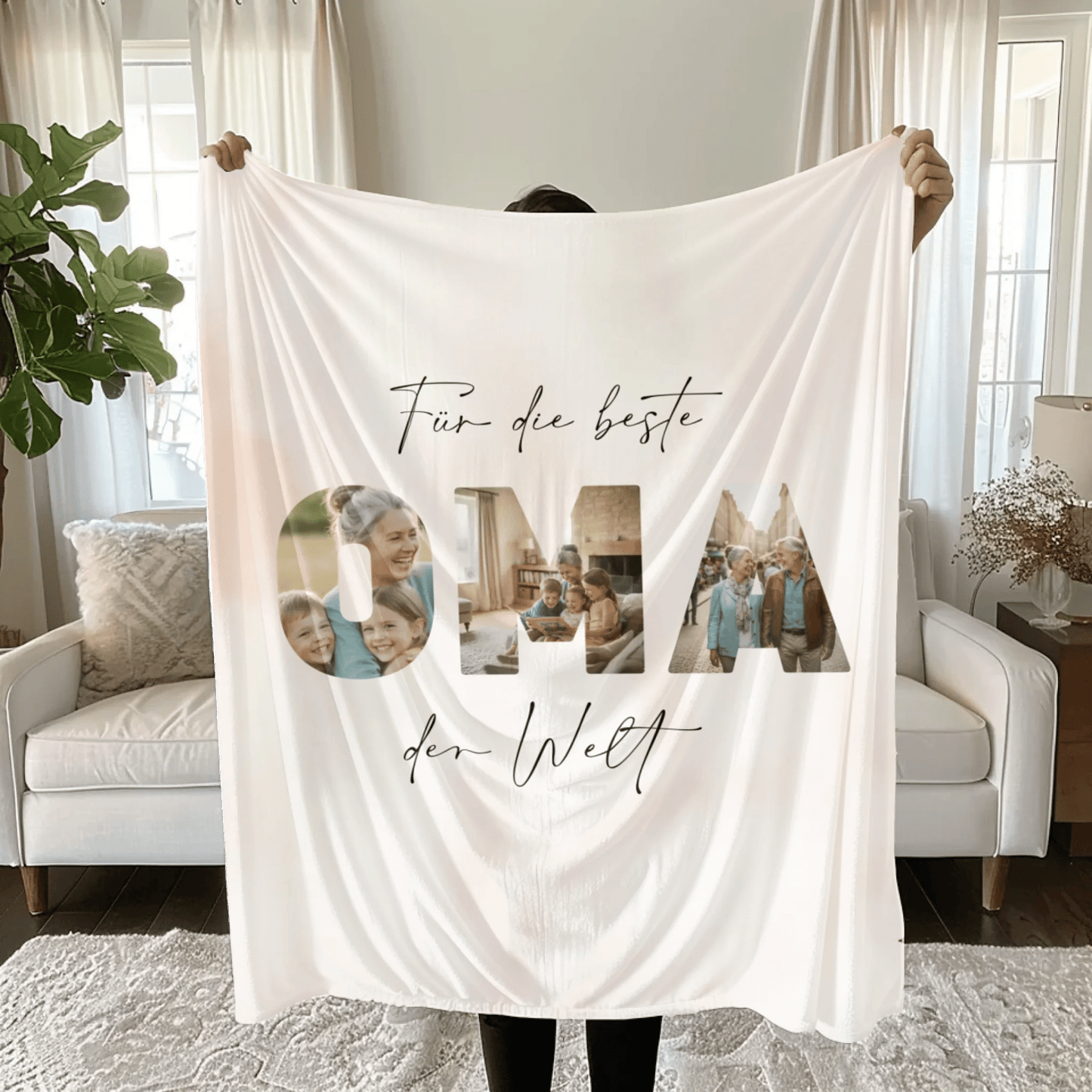 Personalisierte Decke - "Für die beste Mama Oma der Welt" | Foto - LeinwandGlück