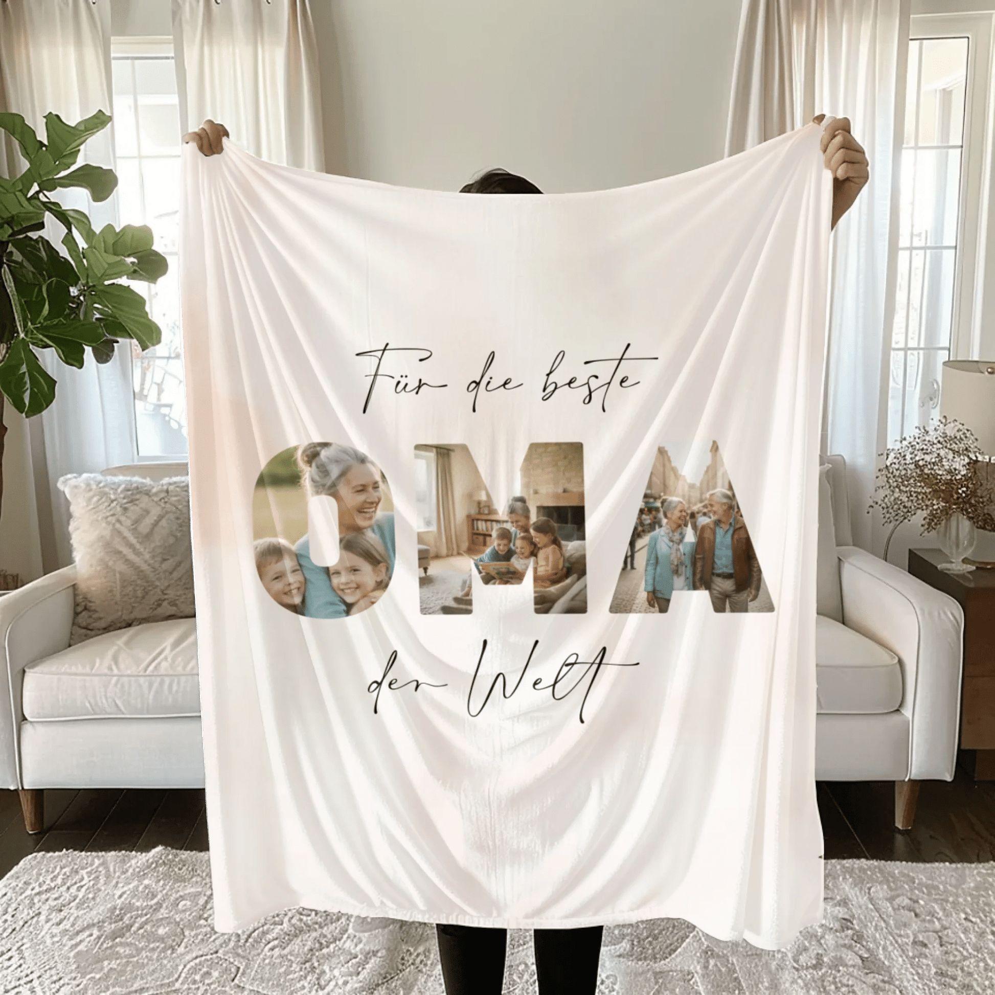 Personalisierte Decke - "Für die beste Mama Oma der Welt" | Foto - LeinwandGlück