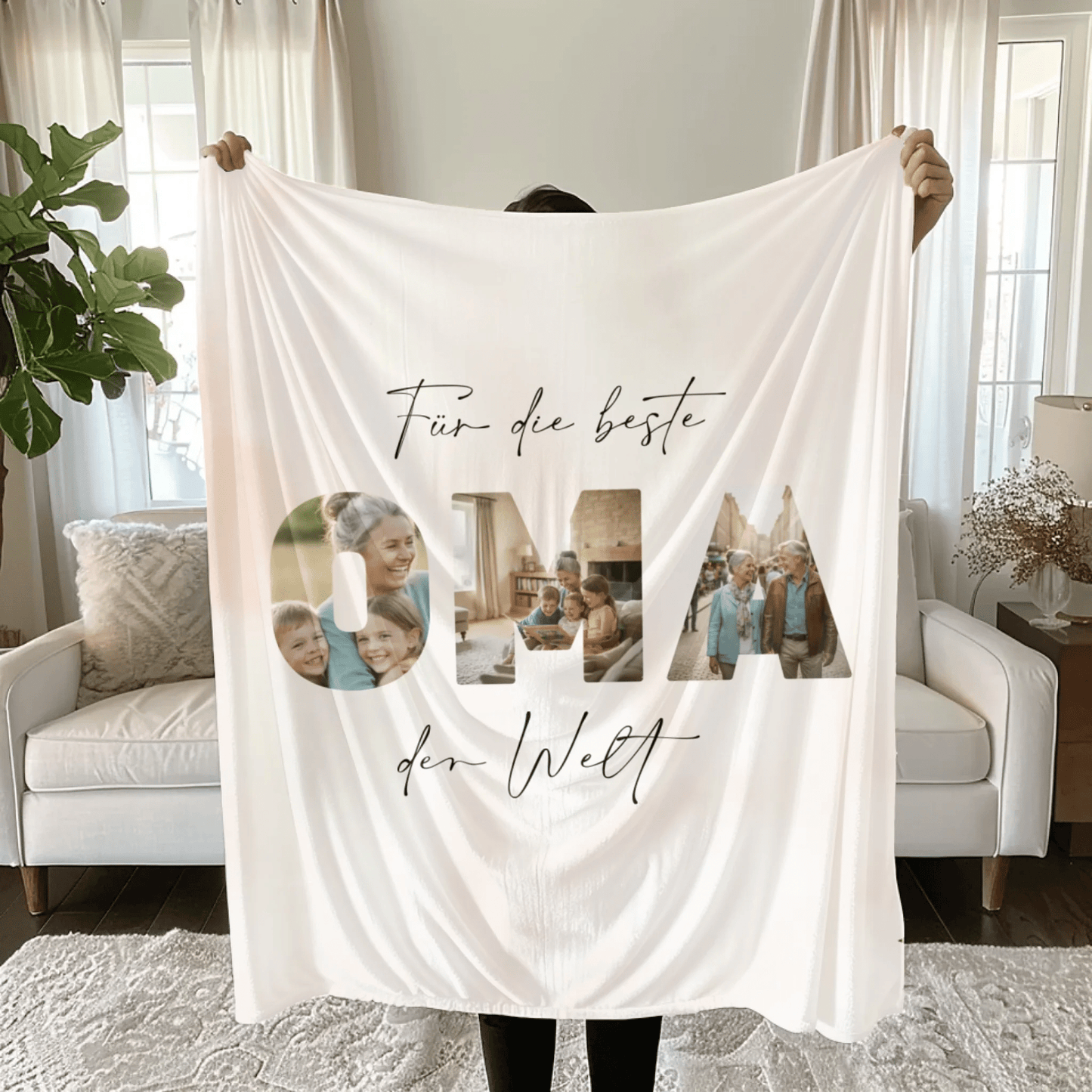 Personalisierte Decke - "Für die beste Mama Oma der Welt" | Foto - LeinwandGlück