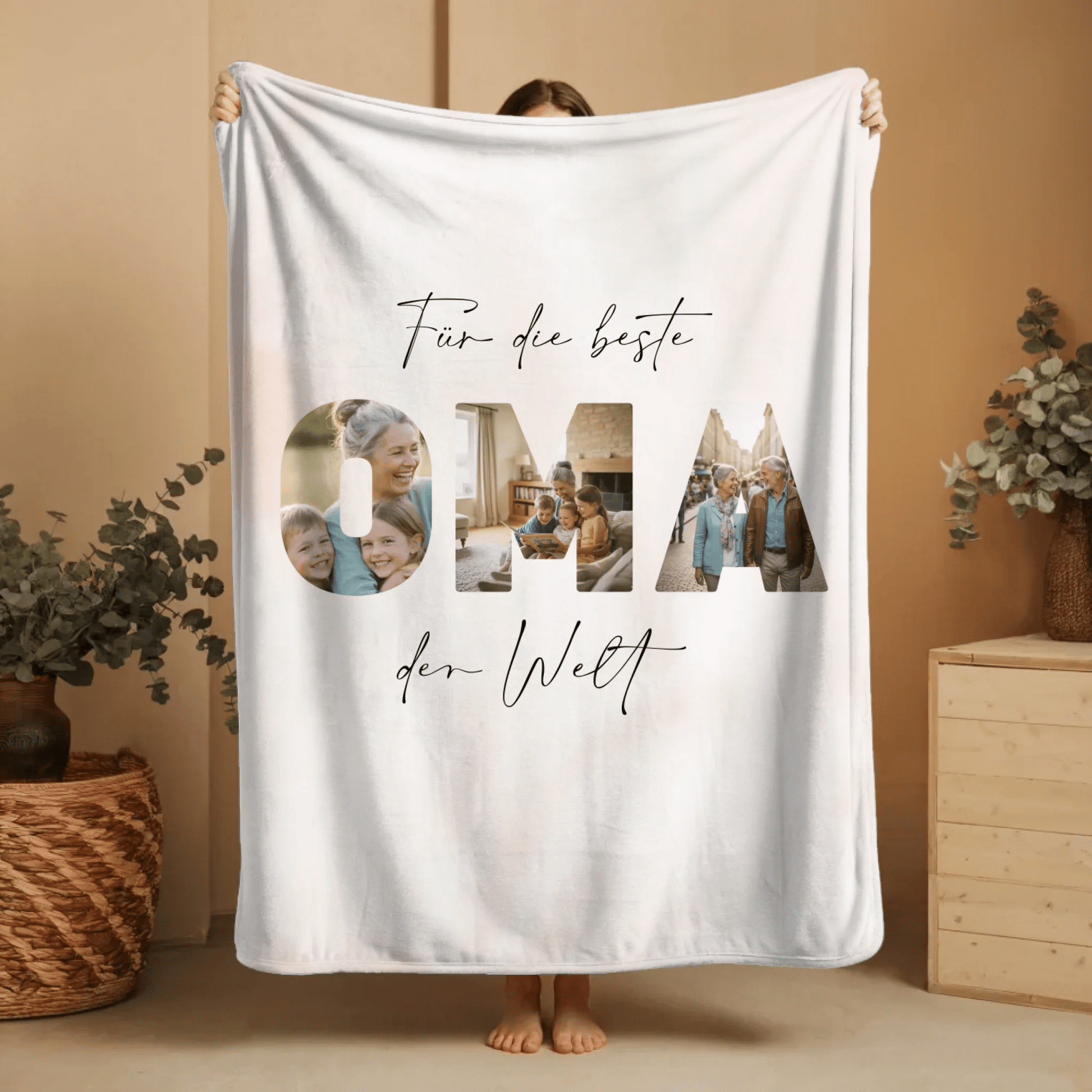 Personalisierte Decke - "Für die beste Mama Oma der Welt" | Foto - LeinwandGlück