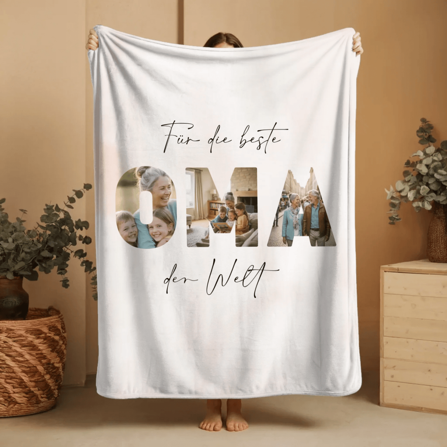 Personalisierte Decke - "Für die beste Mama Oma der Welt" | Foto - LeinwandGlück