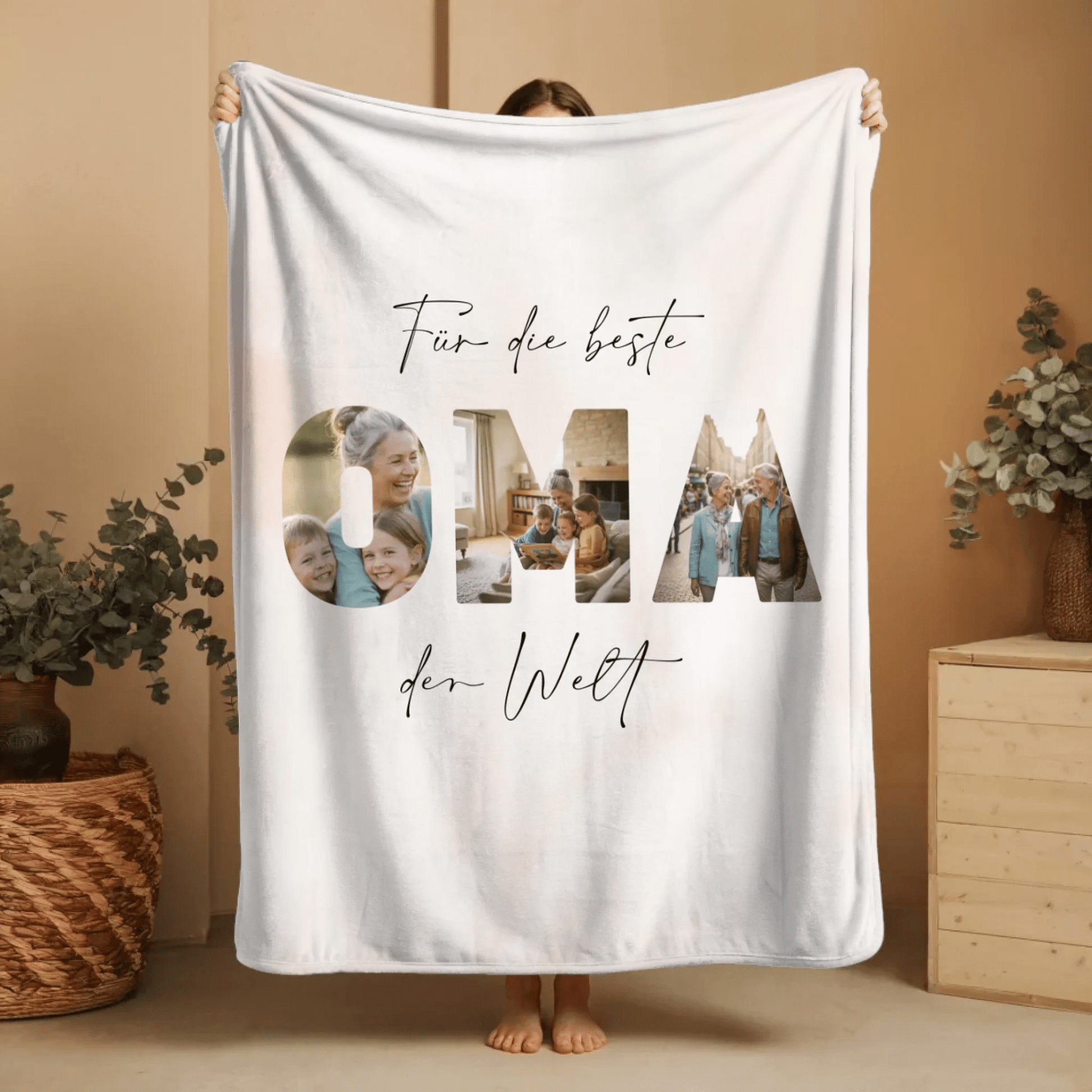 Personalisierte Decke - "Für die beste Mama Oma der Welt" | Foto - LeinwandGlück