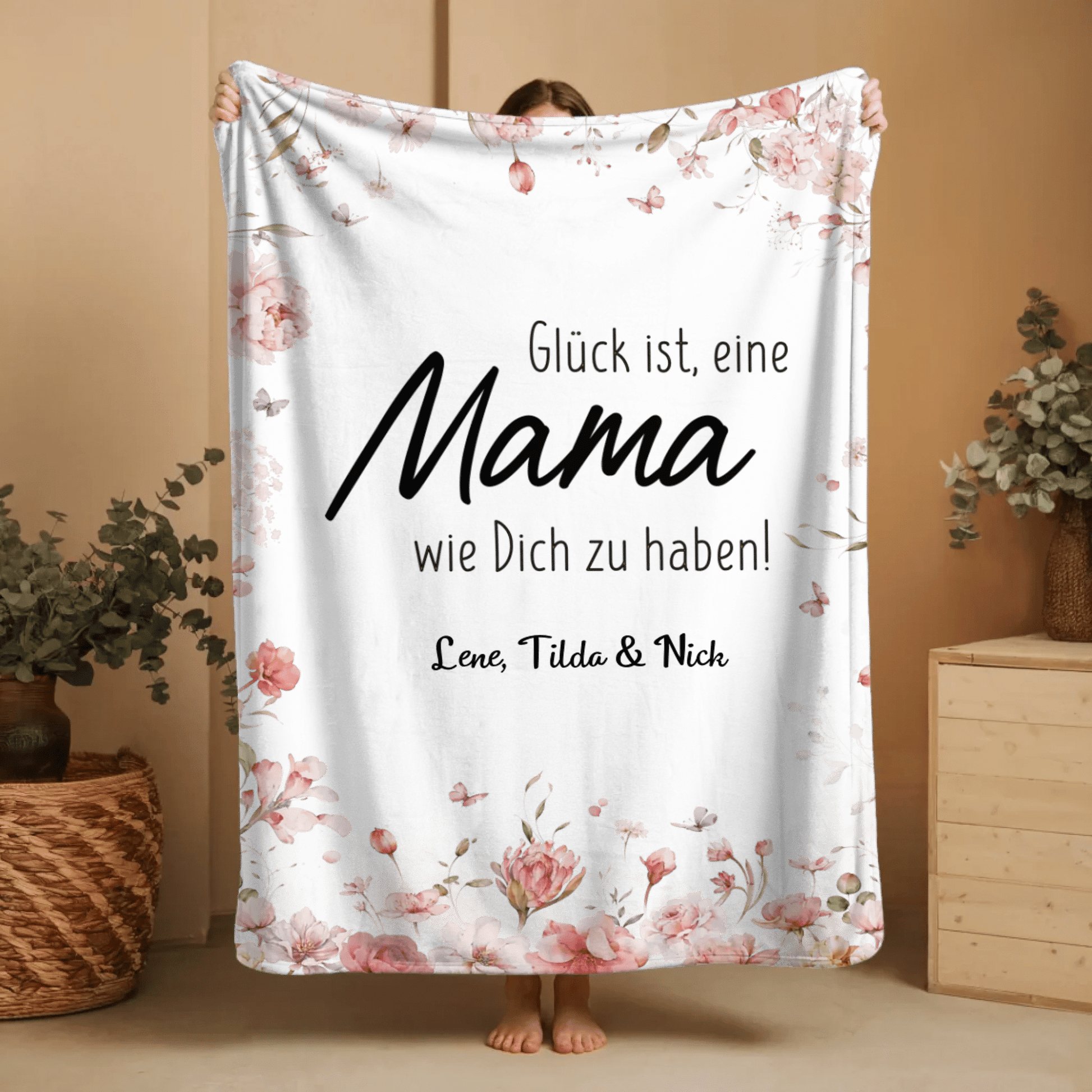 Personalisierte Decke - "Glück ist, eine Mama wie Dich zu haben" - LeinwandGlück