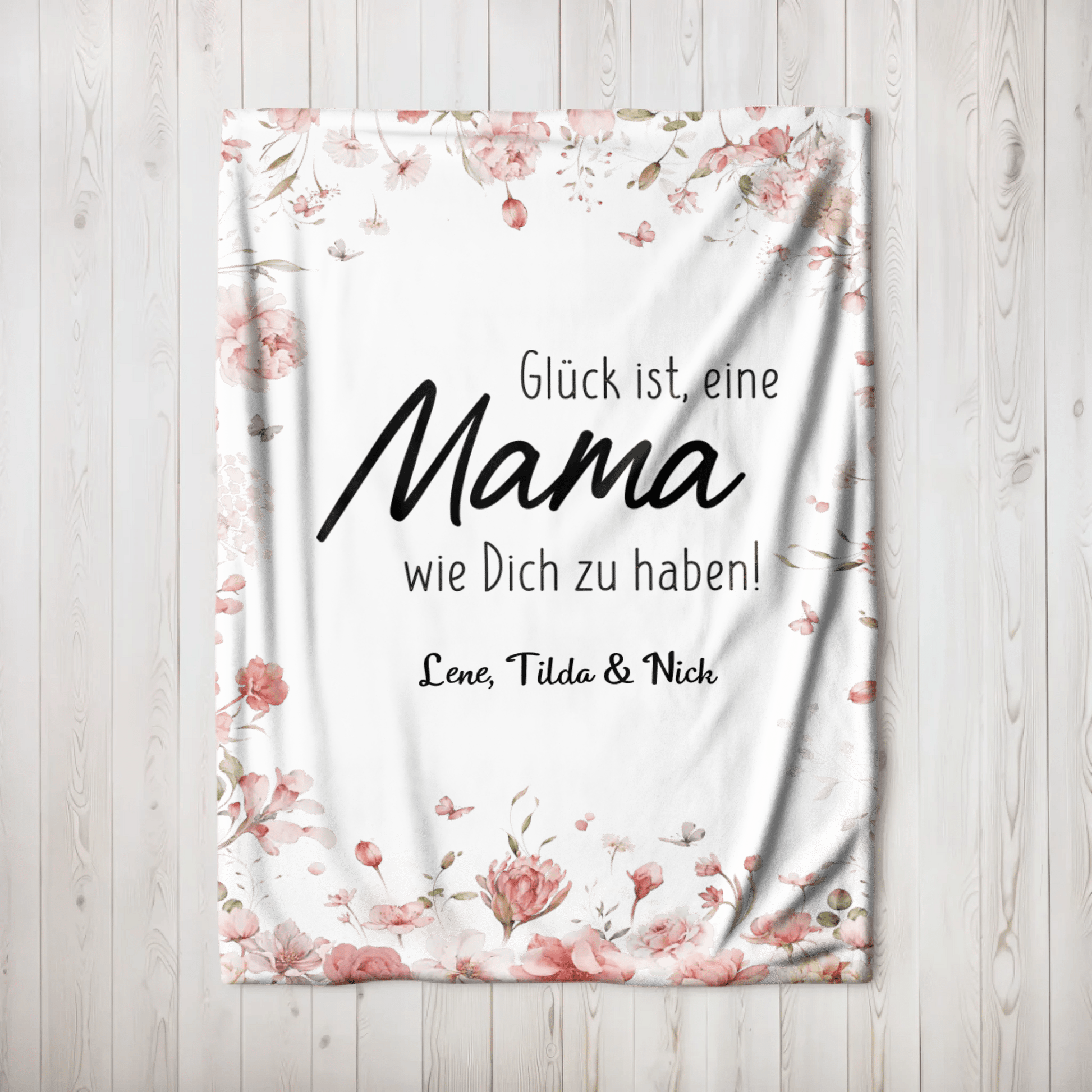 Personalisierte Decke - "Glück ist, eine Mama wie Dich zu haben" - LeinwandGlück
