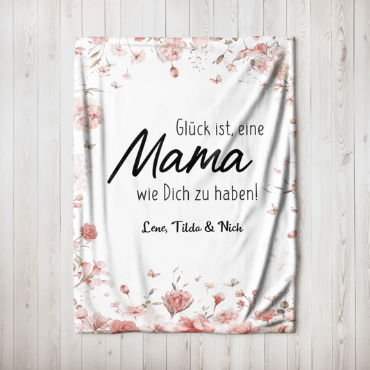 Personalisierte Decke - "Glück ist, eine Mama wie Dich zu haben" - LeinwandGlück