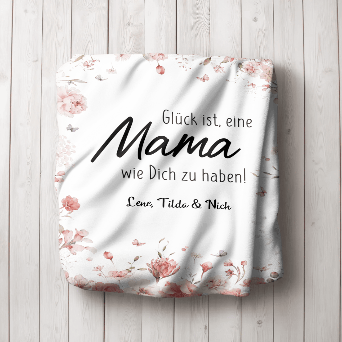 Personalisierte Decke - "Glück ist, eine Mama wie Dich zu haben" - LeinwandGlück
