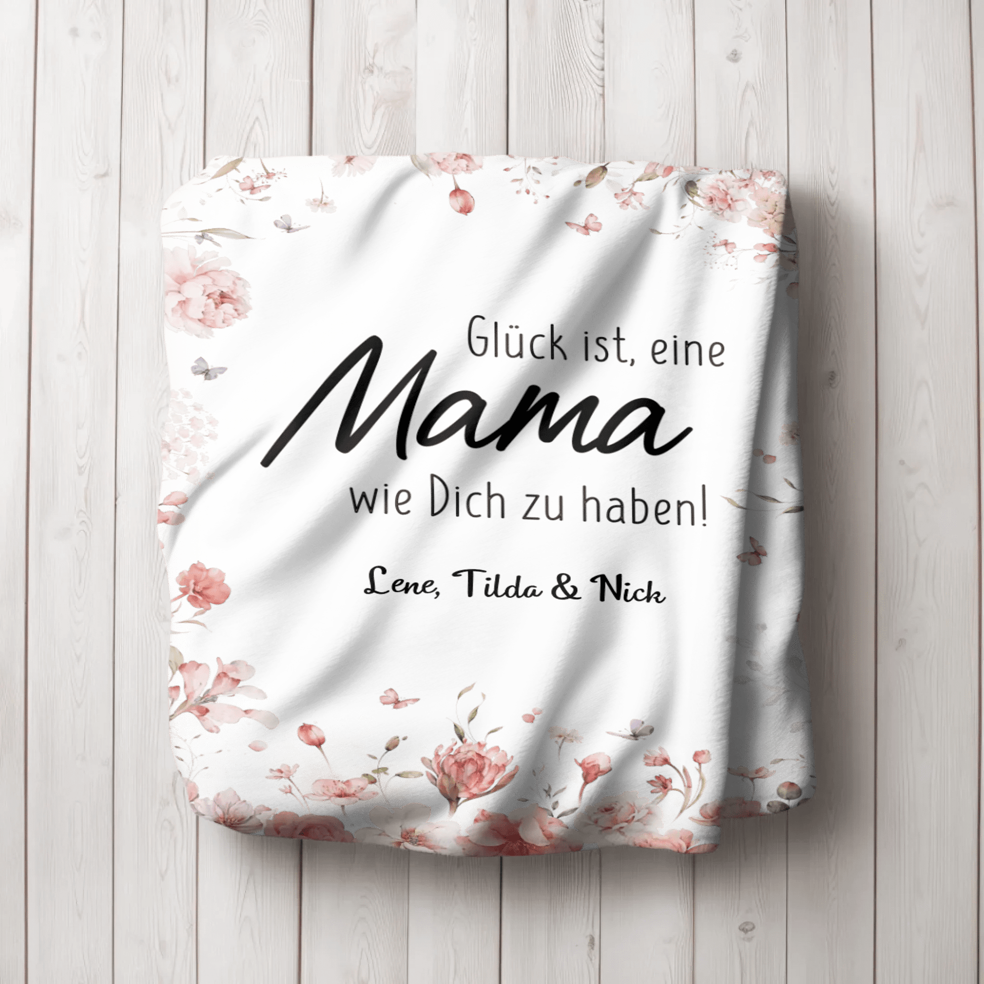 Personalisierte Decke - "Glück ist, eine Mama wie Dich zu haben" - LeinwandGlück