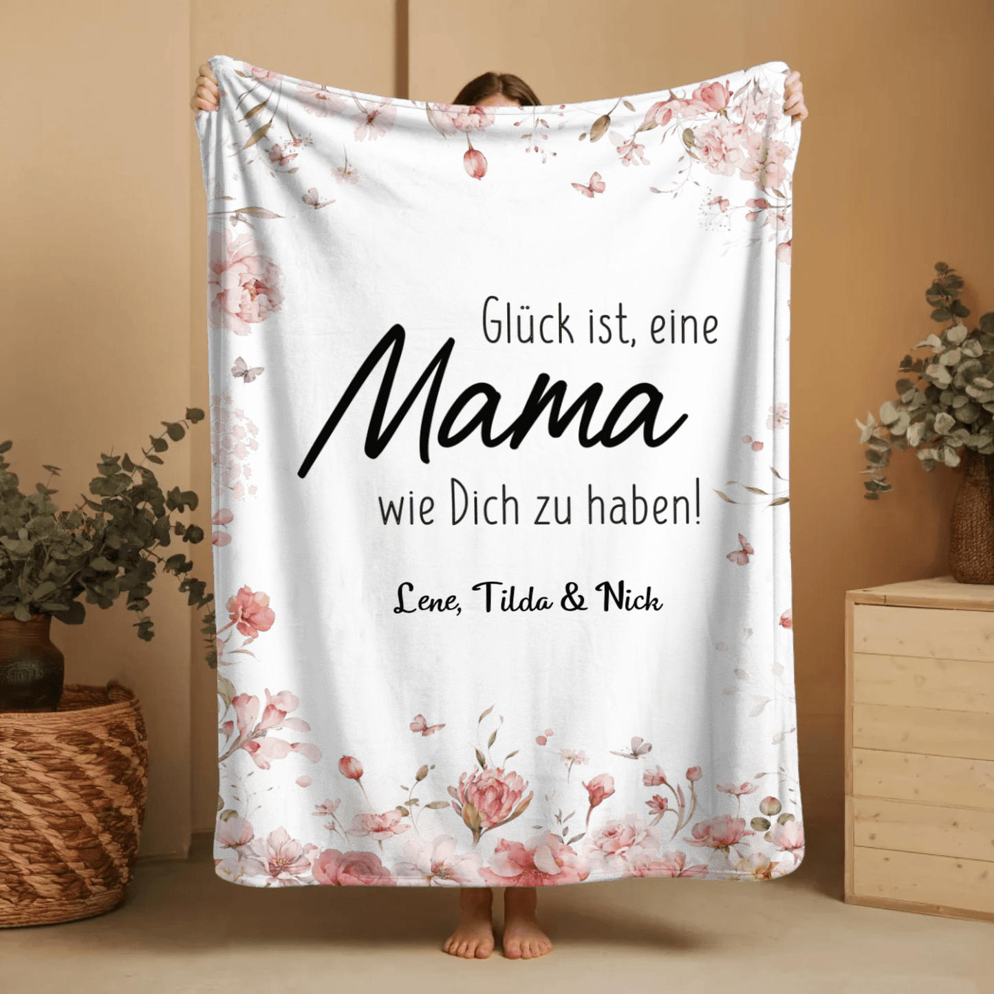 Personalisierte Decke - "Glück ist, eine Mama wie Dich zu haben" - LeinwandGlück