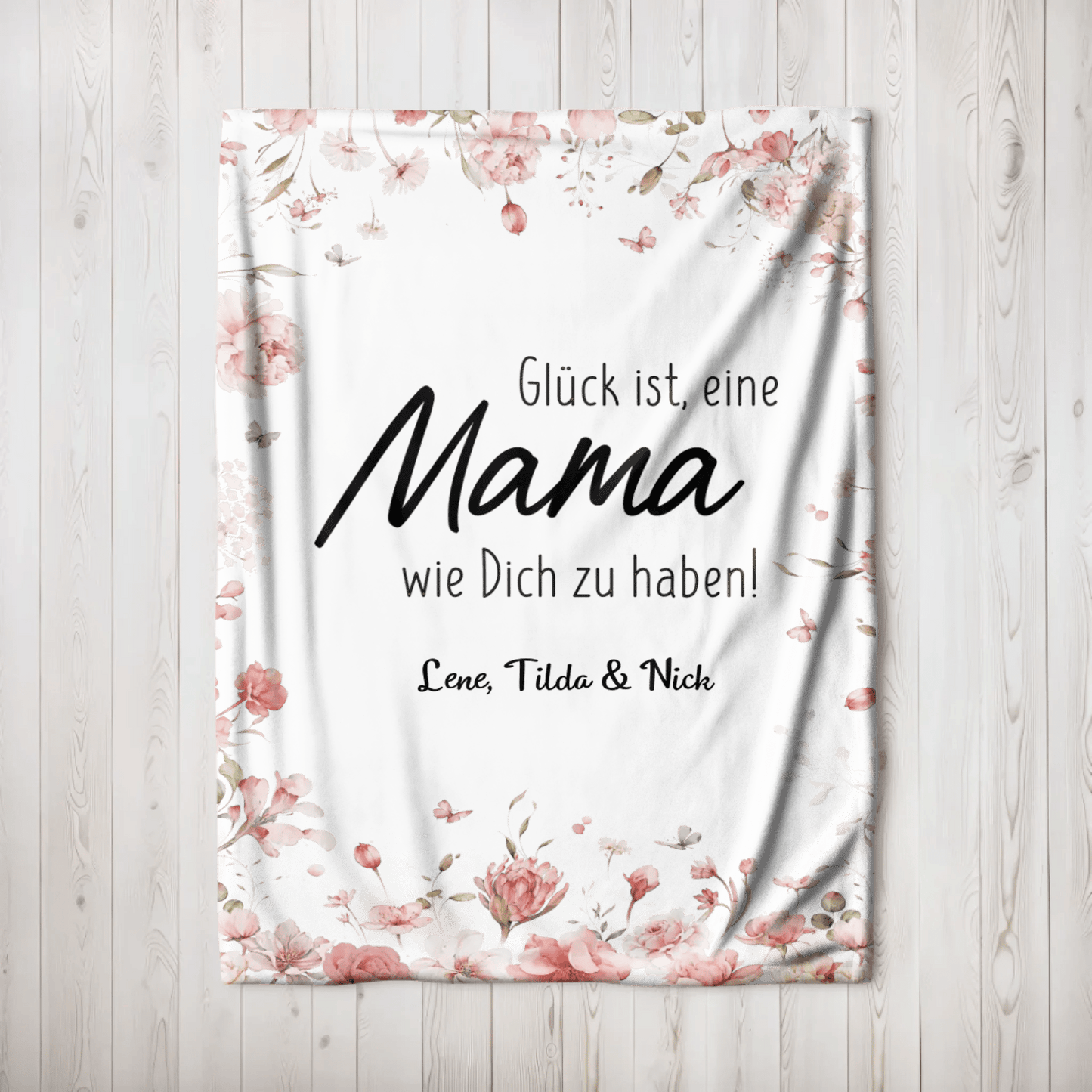 Personalisierte Decke - "Glück ist, eine Mama wie Dich zu haben" - LeinwandGlück
