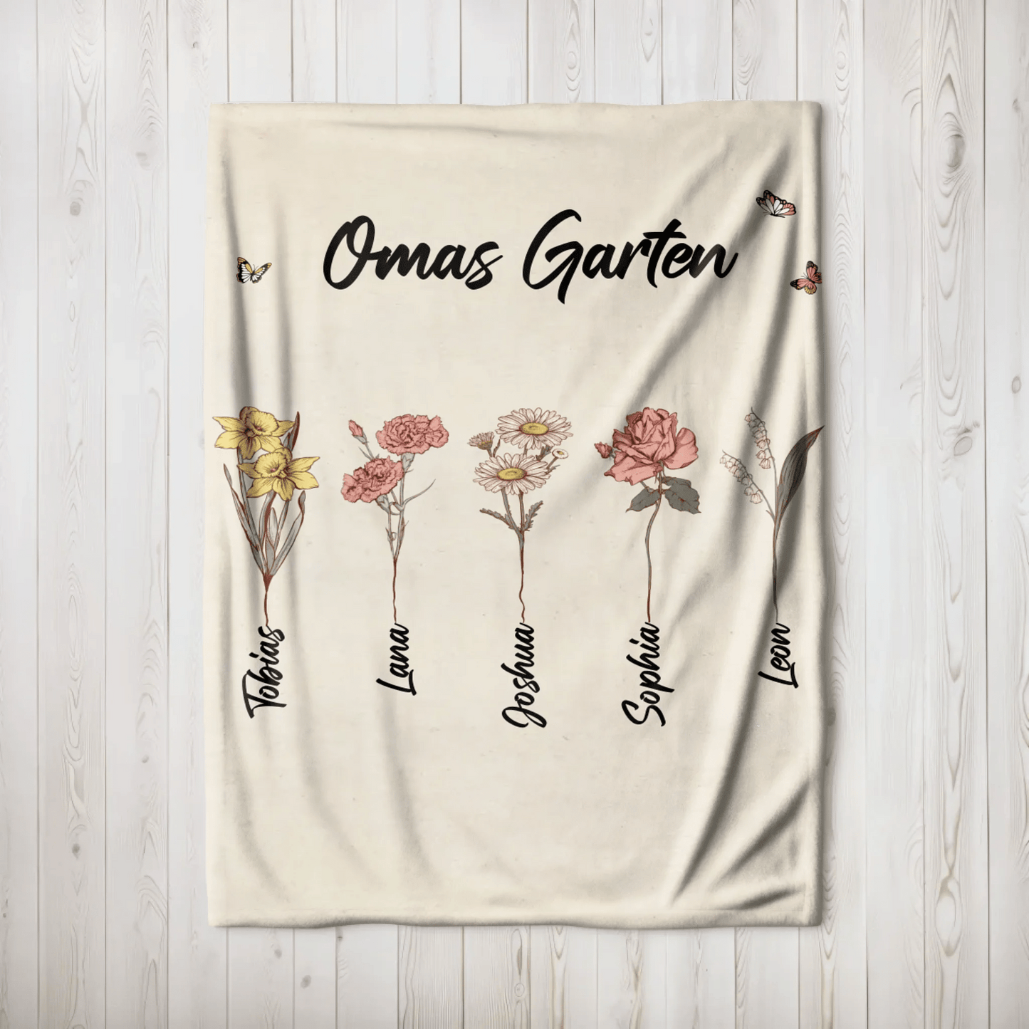 Personalisierte Decke - "Oma's Garten" - LeinwandGlück