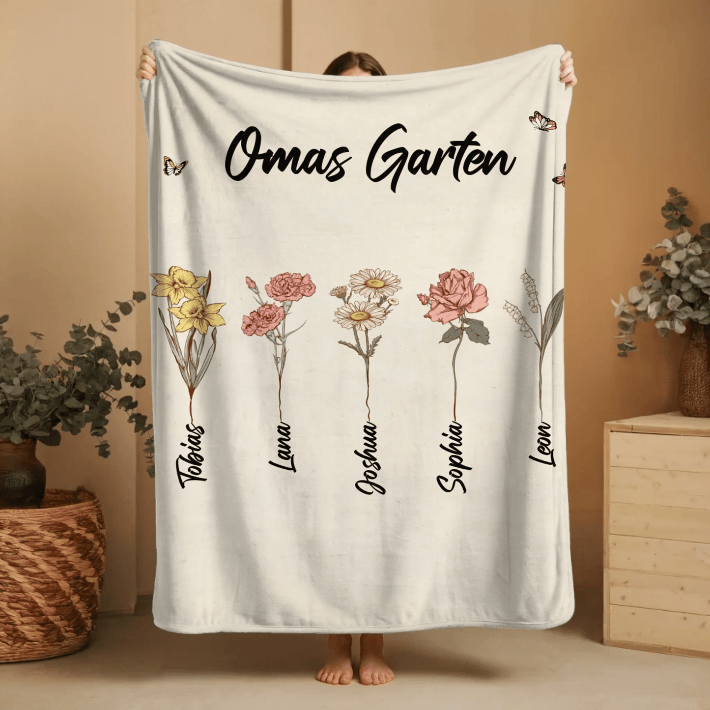 Personalisierte Decke - "Oma's Garten" - LeinwandGlück