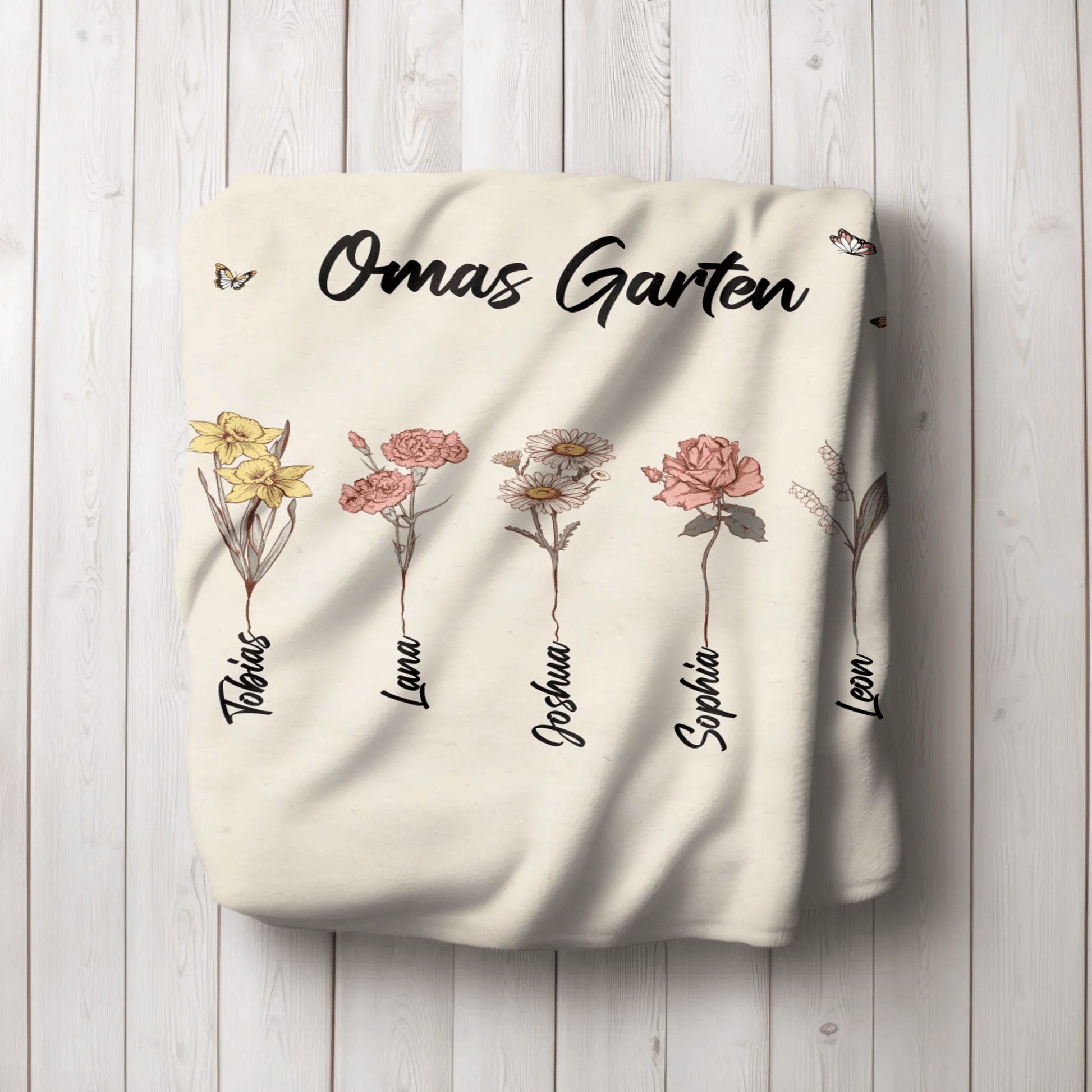 Personalisierte Decke - "Oma's Garten" - LeinwandGlück
