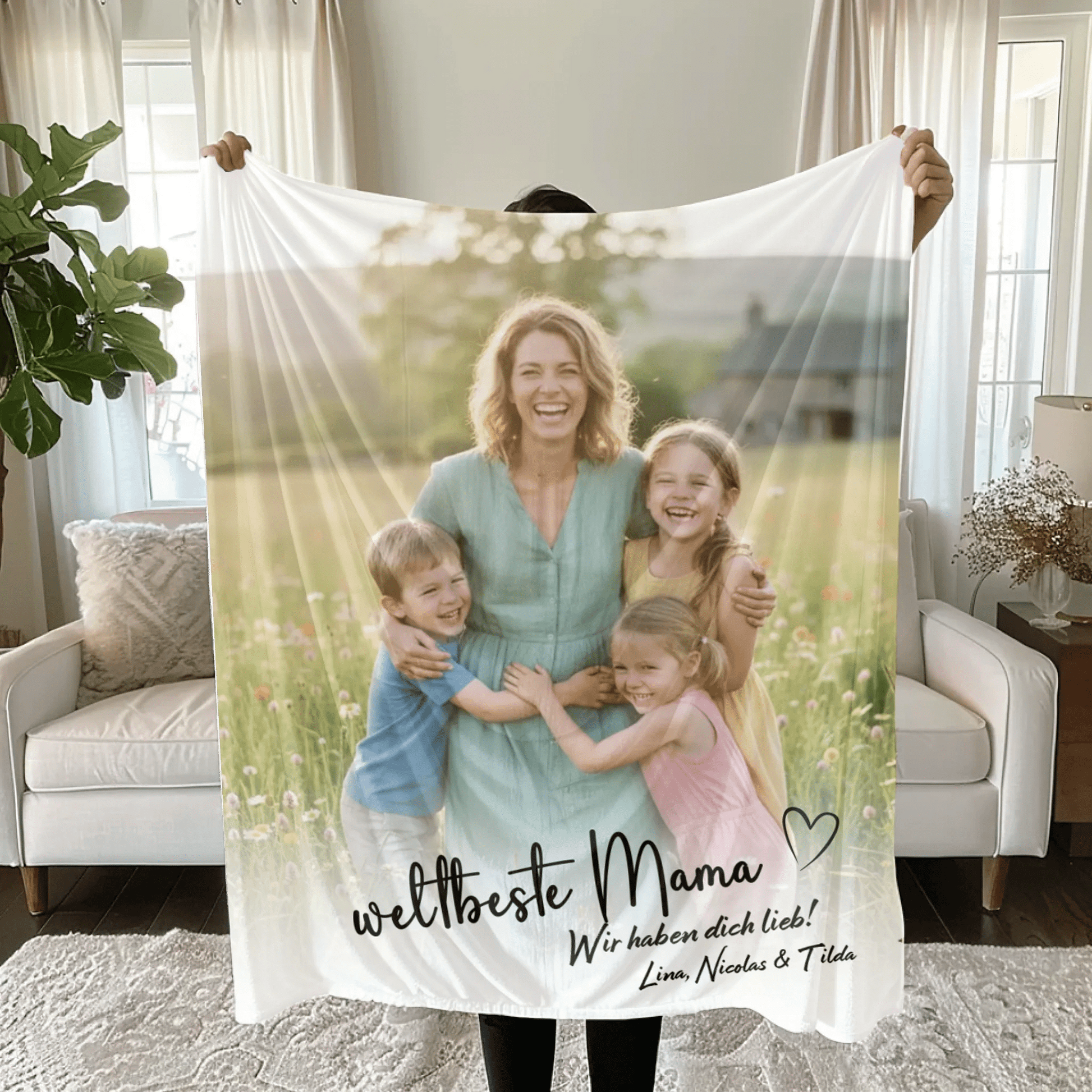 Personalisierte Decke - "weltbeste Mama mit Foto" - LeinwandGlück