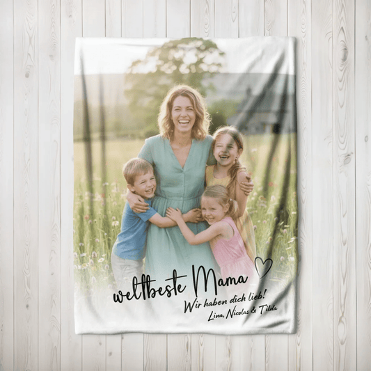 Personalisierte Decke - "weltbeste Mama mit Foto" - LeinwandGlück