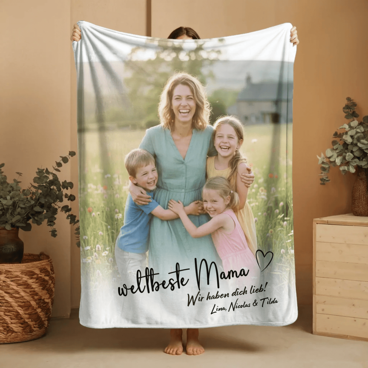 Personalisierte Decke - "weltbeste Mama mit Foto" - LeinwandGlück