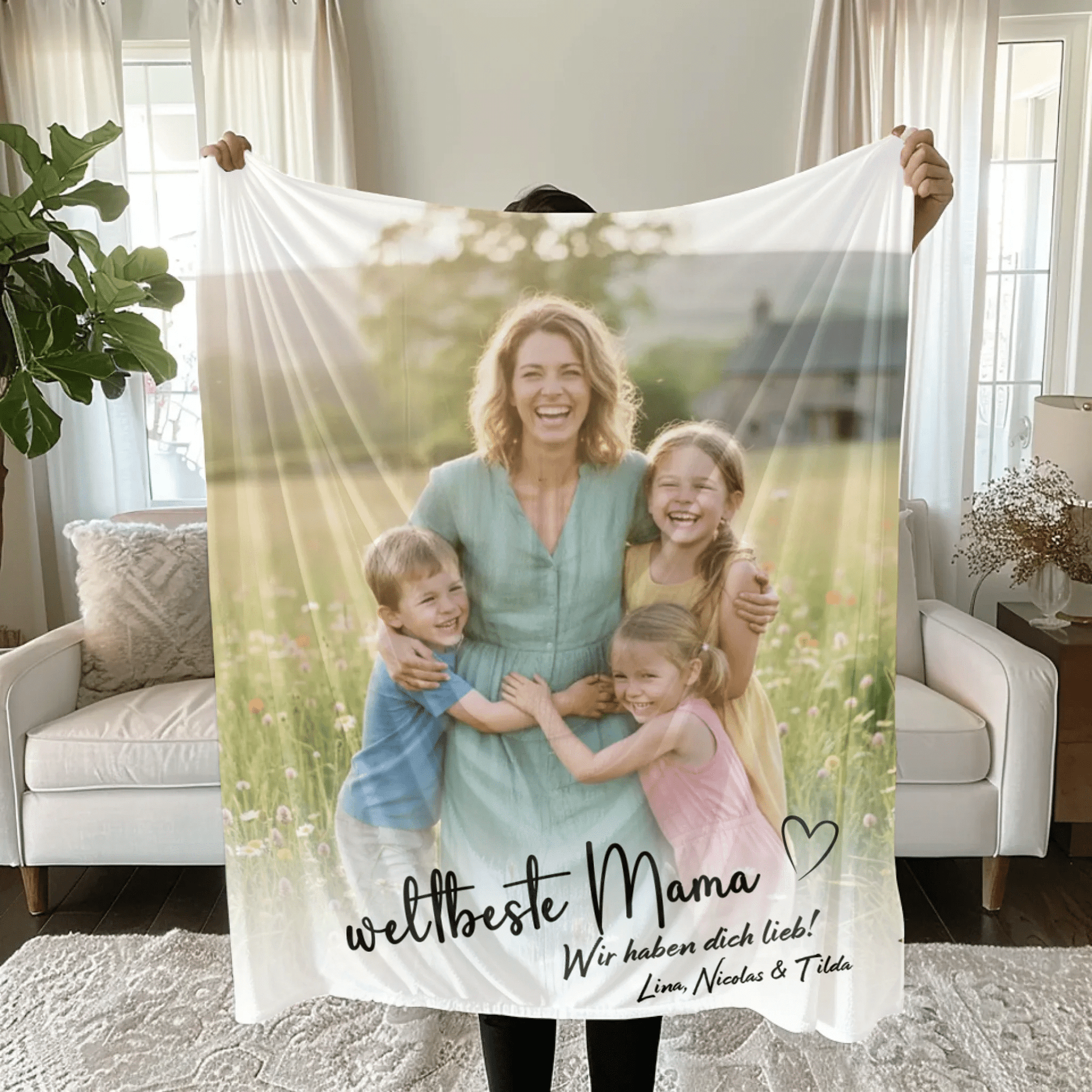 Personalisierte Decke - "weltbeste Mama mit Foto" - LeinwandGlück