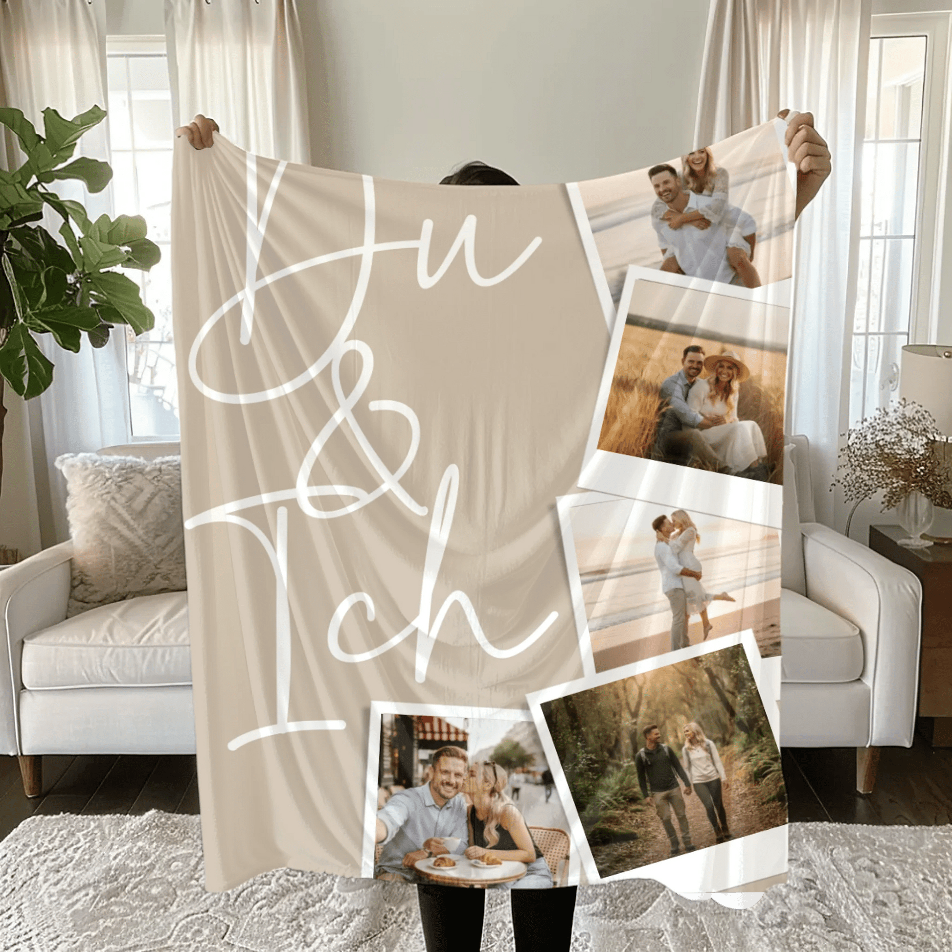 Personalisierte Fotodecke - "Du & Ich Polaroids" - LeinwandGlück