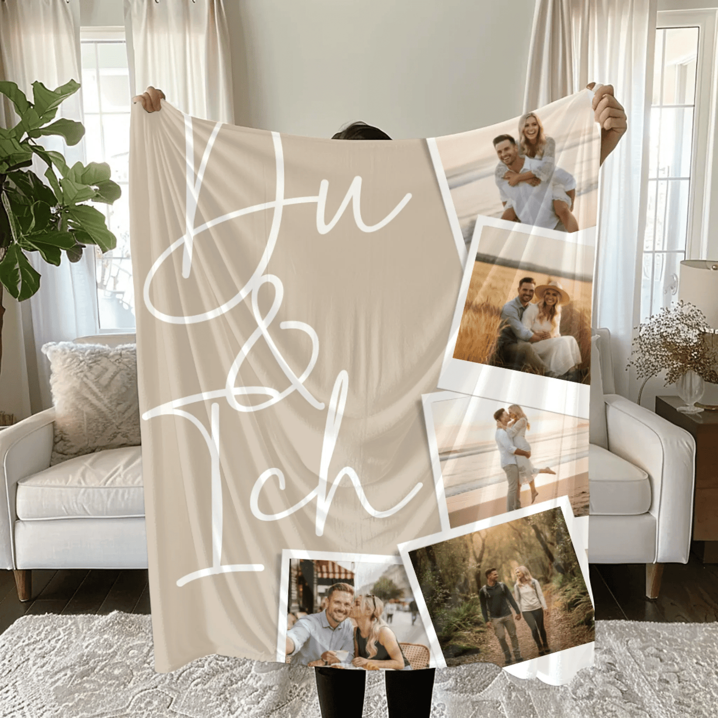 Personalisierte Fotodecke - "Du & Ich Polaroids" - LeinwandGlück