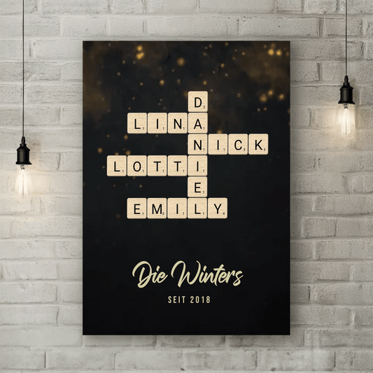 Personalisierte Leinwand - "Kreuzworträtsel dunkel" - LeinwandGlück