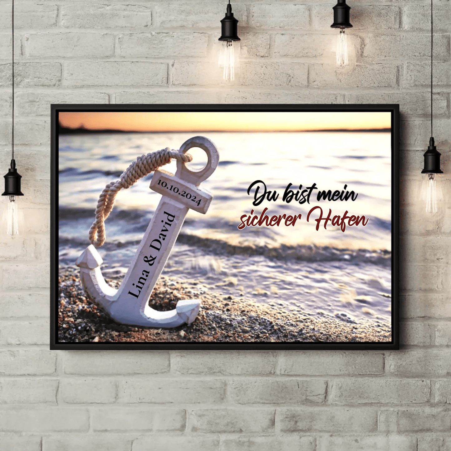 Personalisierte Leinwand - "Sicherer Hafen Horizontal" - LeinwandGlück