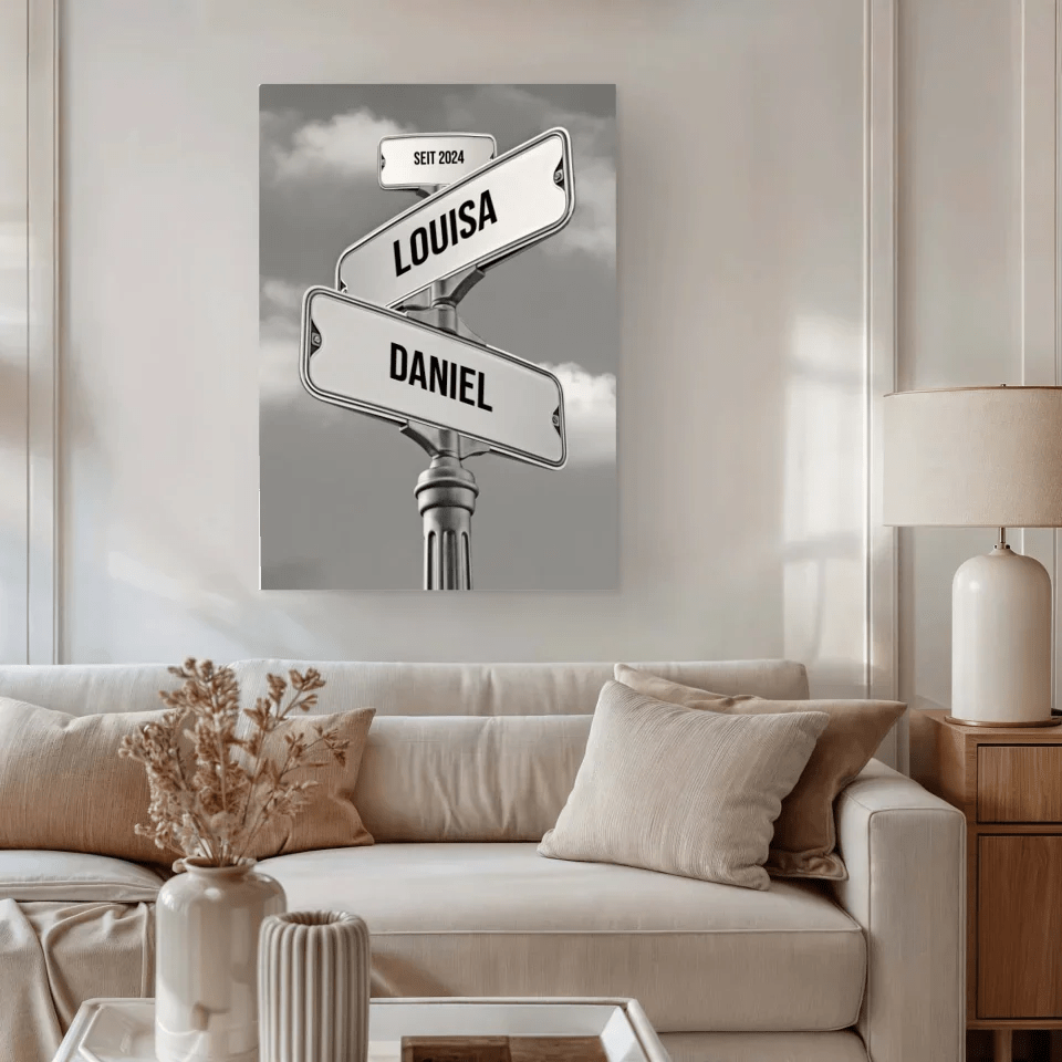 Personalisierte Leinwand - "Straßenkreuzung Paar" - LeinwandGlück