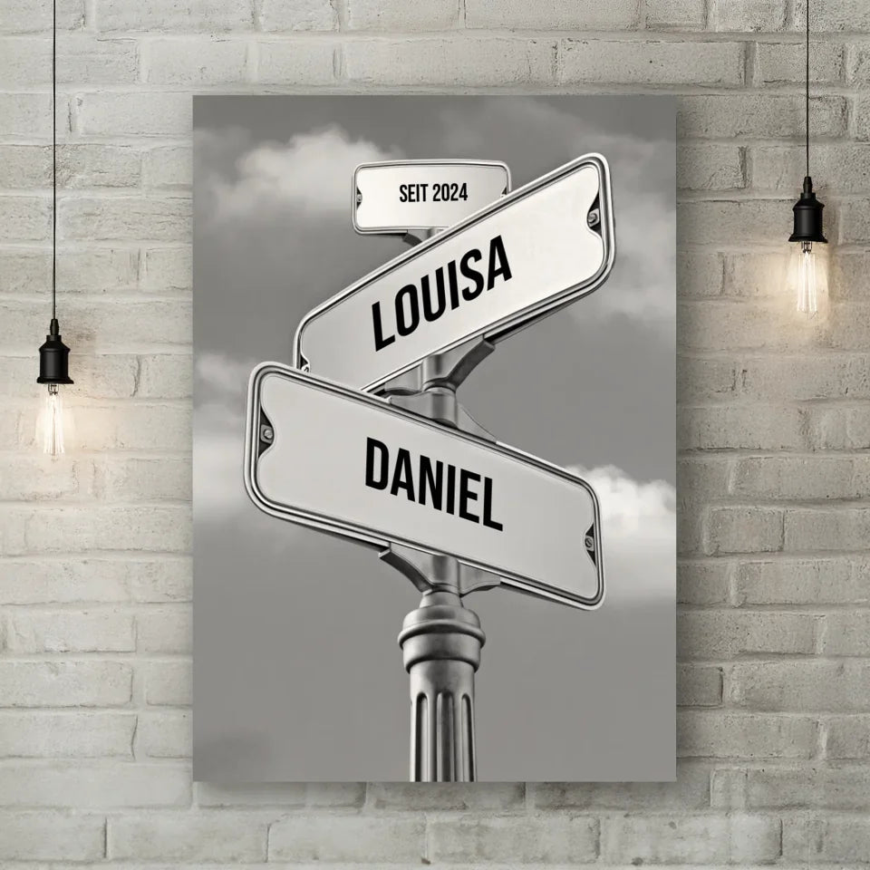 Personalisierte Leinwand - "Straßenkreuzung Paar" - LeinwandGlück