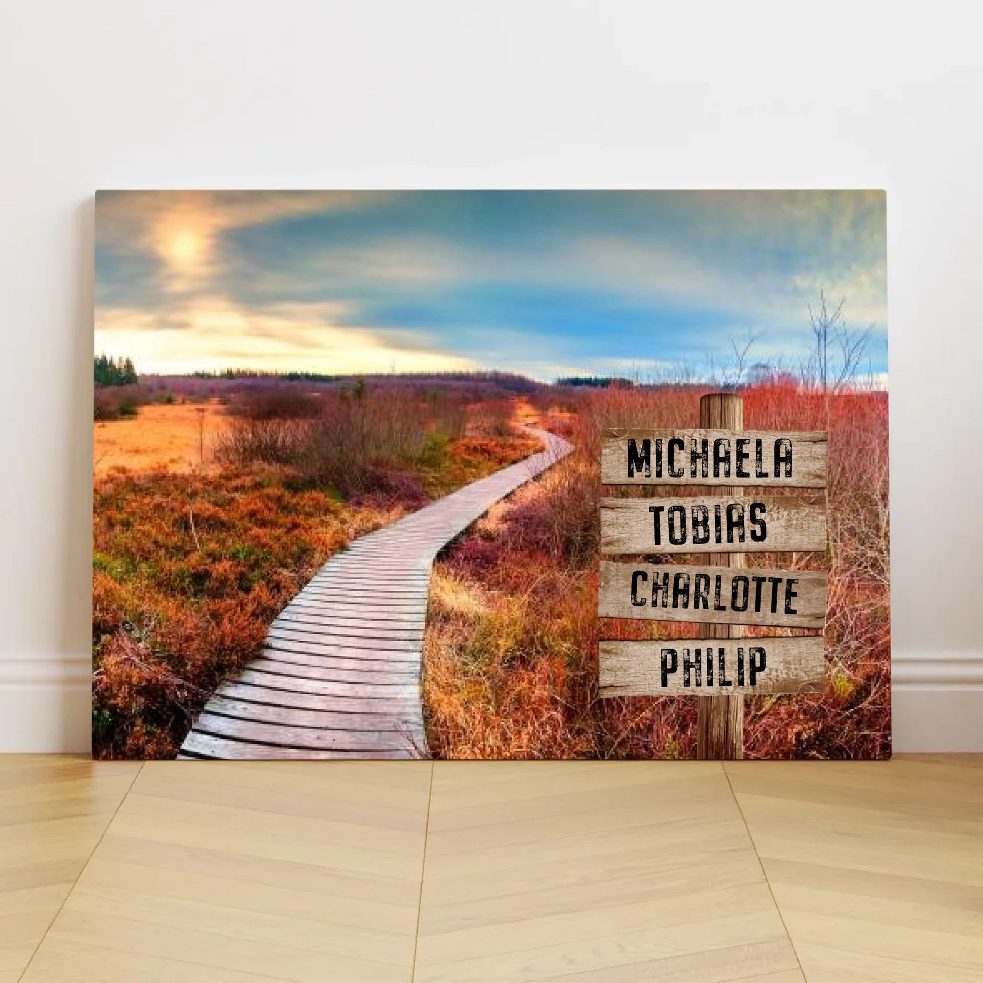 Personalisierte Leinwand - "Wegweiser Familie" - LeinwandGlück