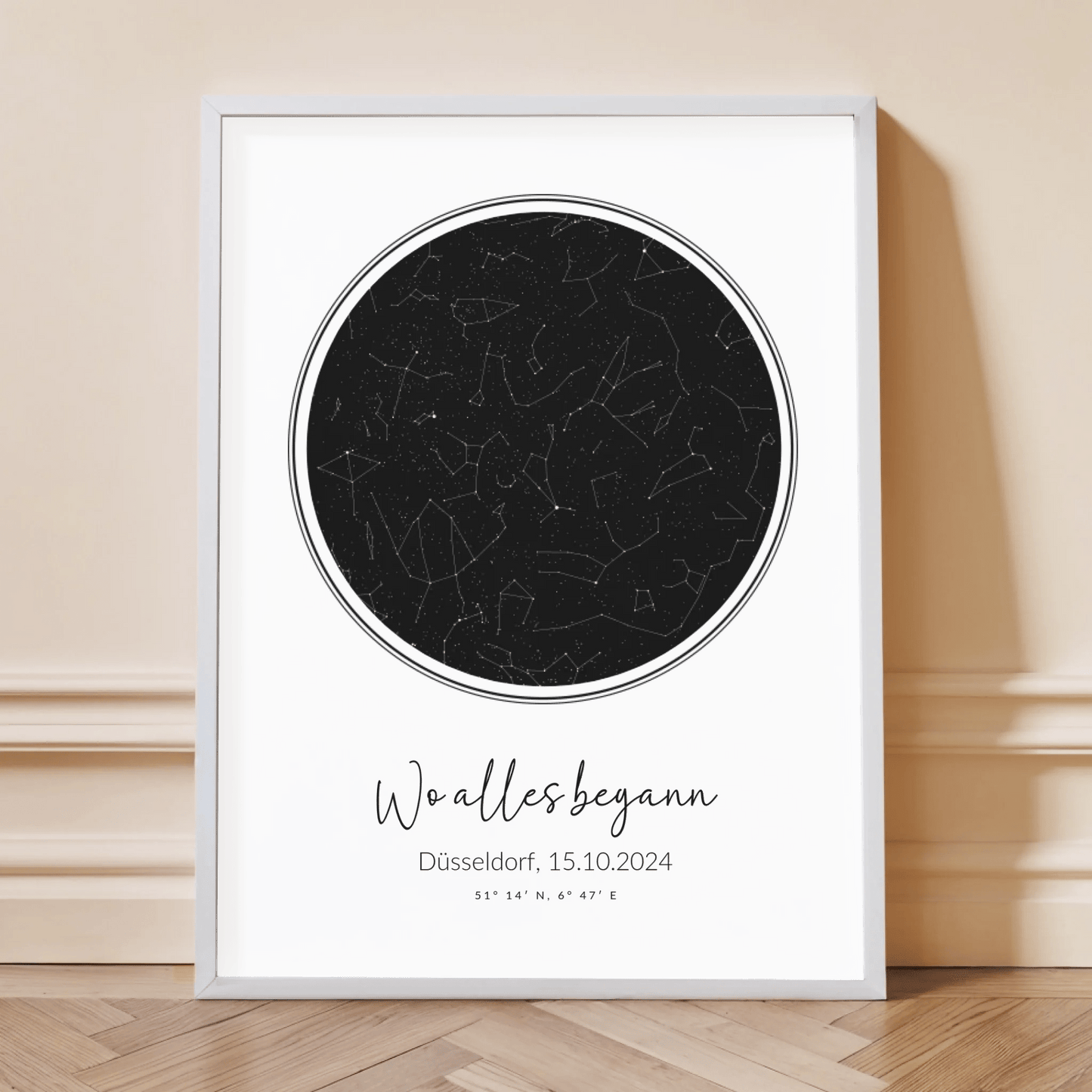 Personalisierte Sternenkarte als Poster - "Wo alles begann" - LeinwandGlück