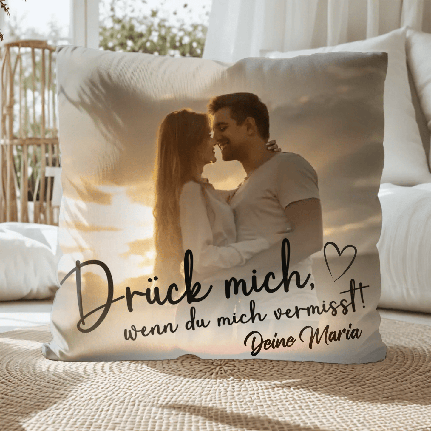 Personalisiertes Kissen - "Drück Mich" - LeinwandGlück