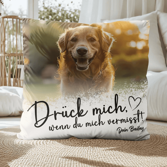 Personalisiertes Kissen - Haustier "Drück Mich" - LeinwandGlück