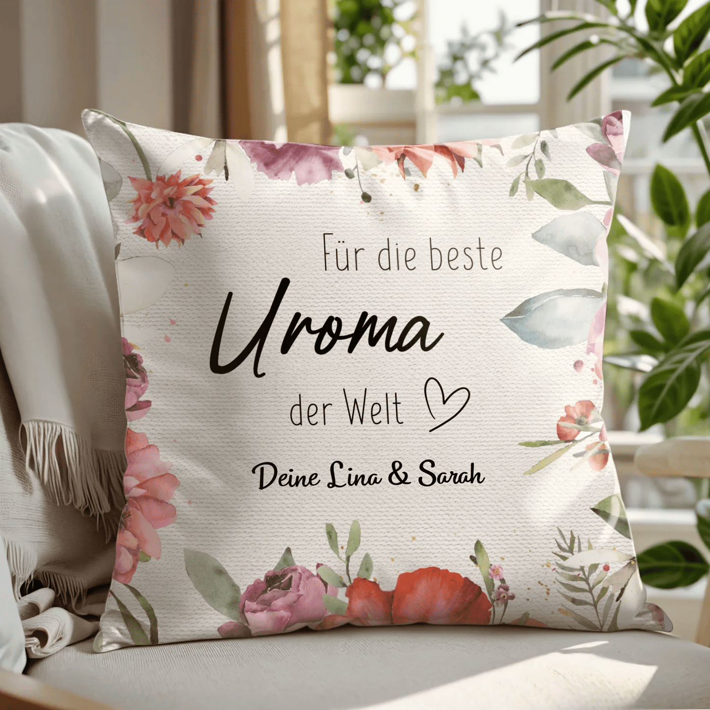 Personalisiertes Kissen - "Uroma" - LeinwandGlück