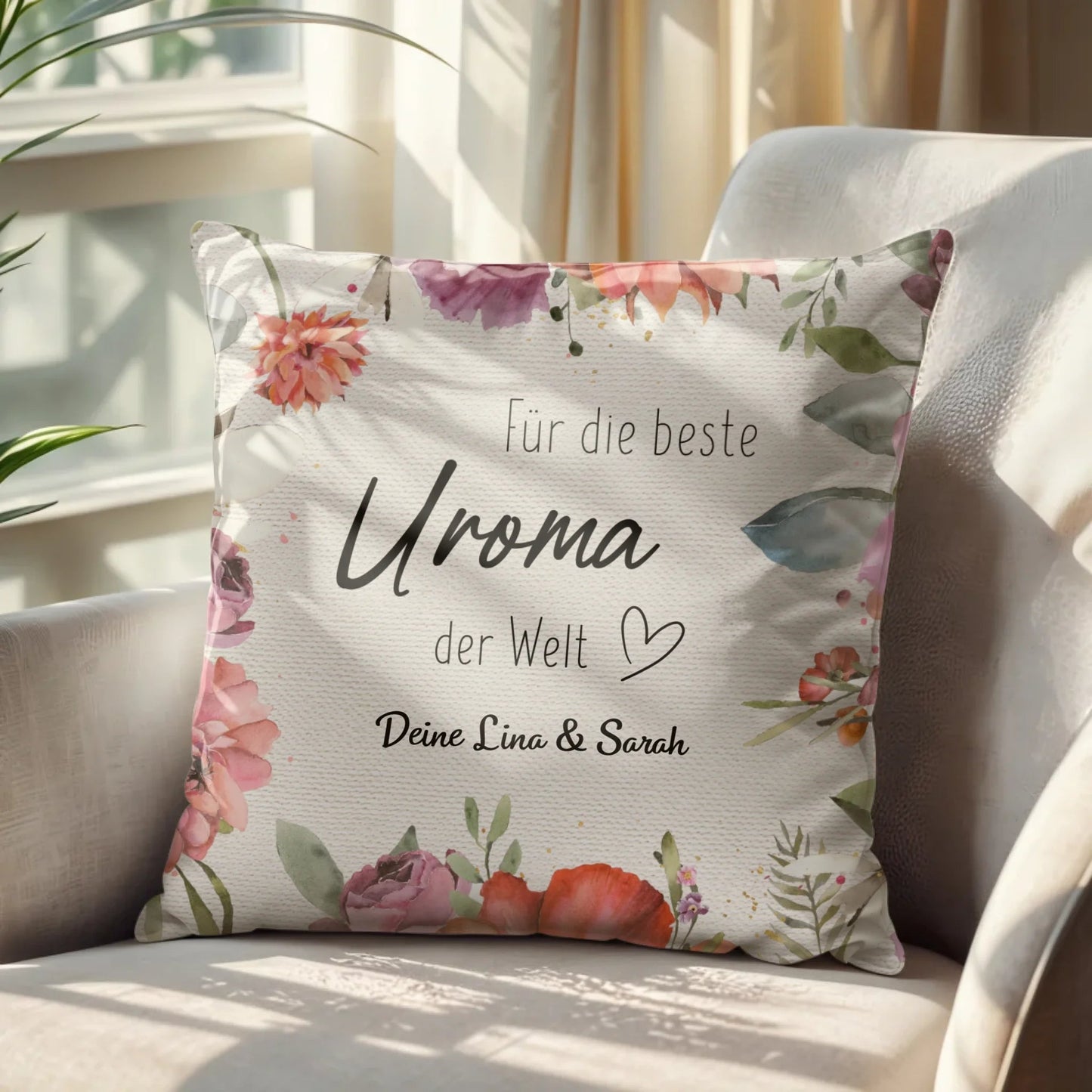Personalisiertes Kissen - "Uroma" - LeinwandGlück