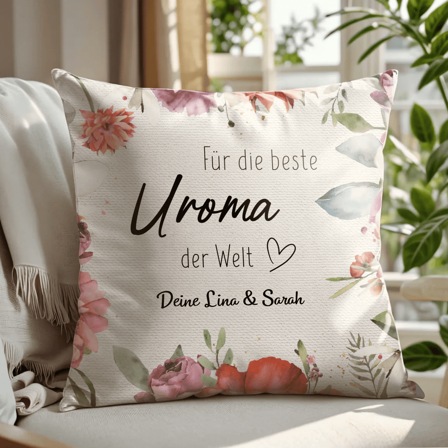 Personalisiertes Kissen - "Uroma" - LeinwandGlück