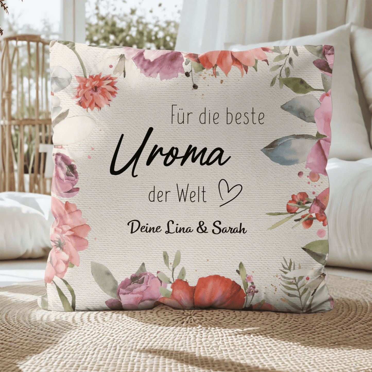 Personalisiertes Kissen - "Uroma" - LeinwandGlück
