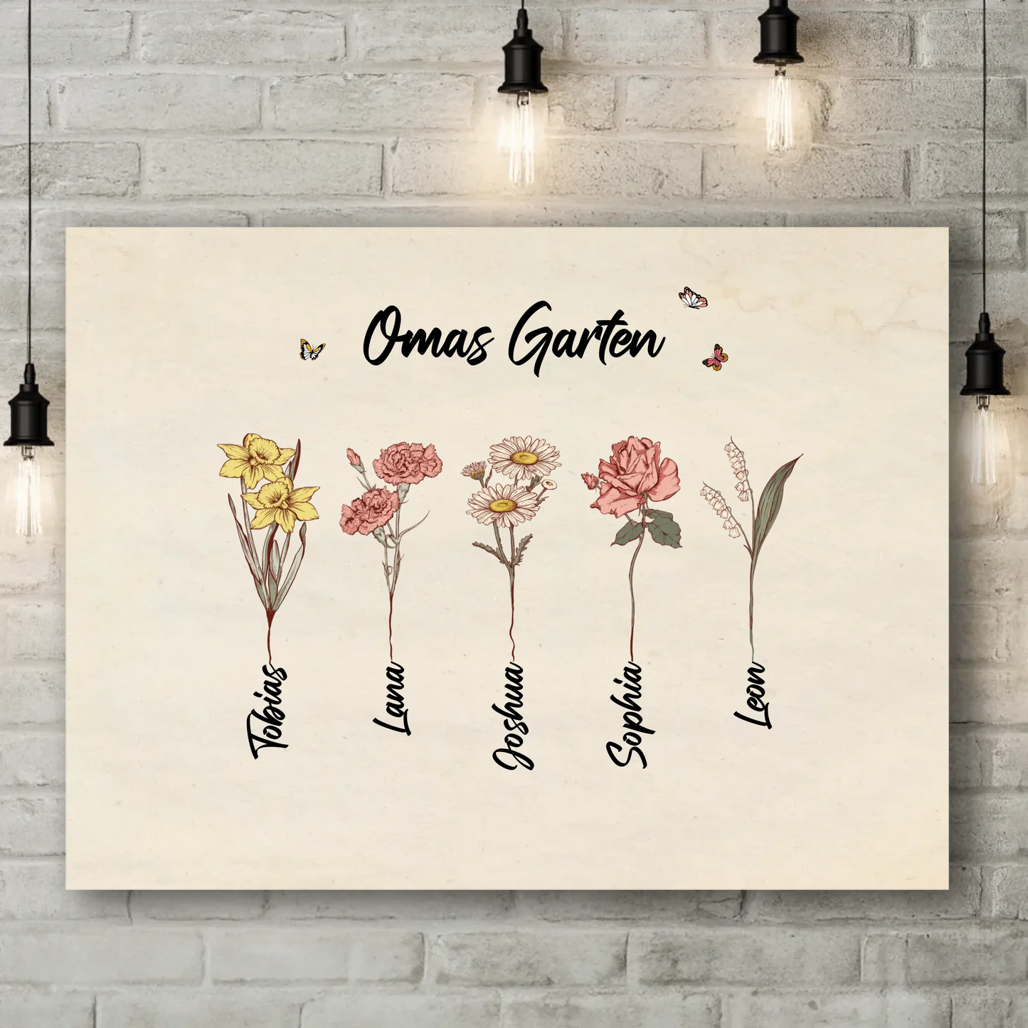 Brick Wall Canvas Light Bulbs TRANSPARENT close
