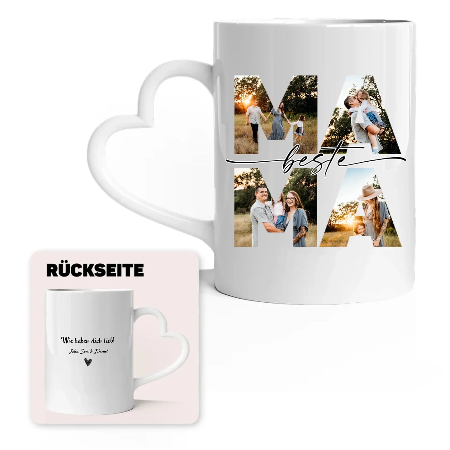 Herztasse Vor- und Rückseite