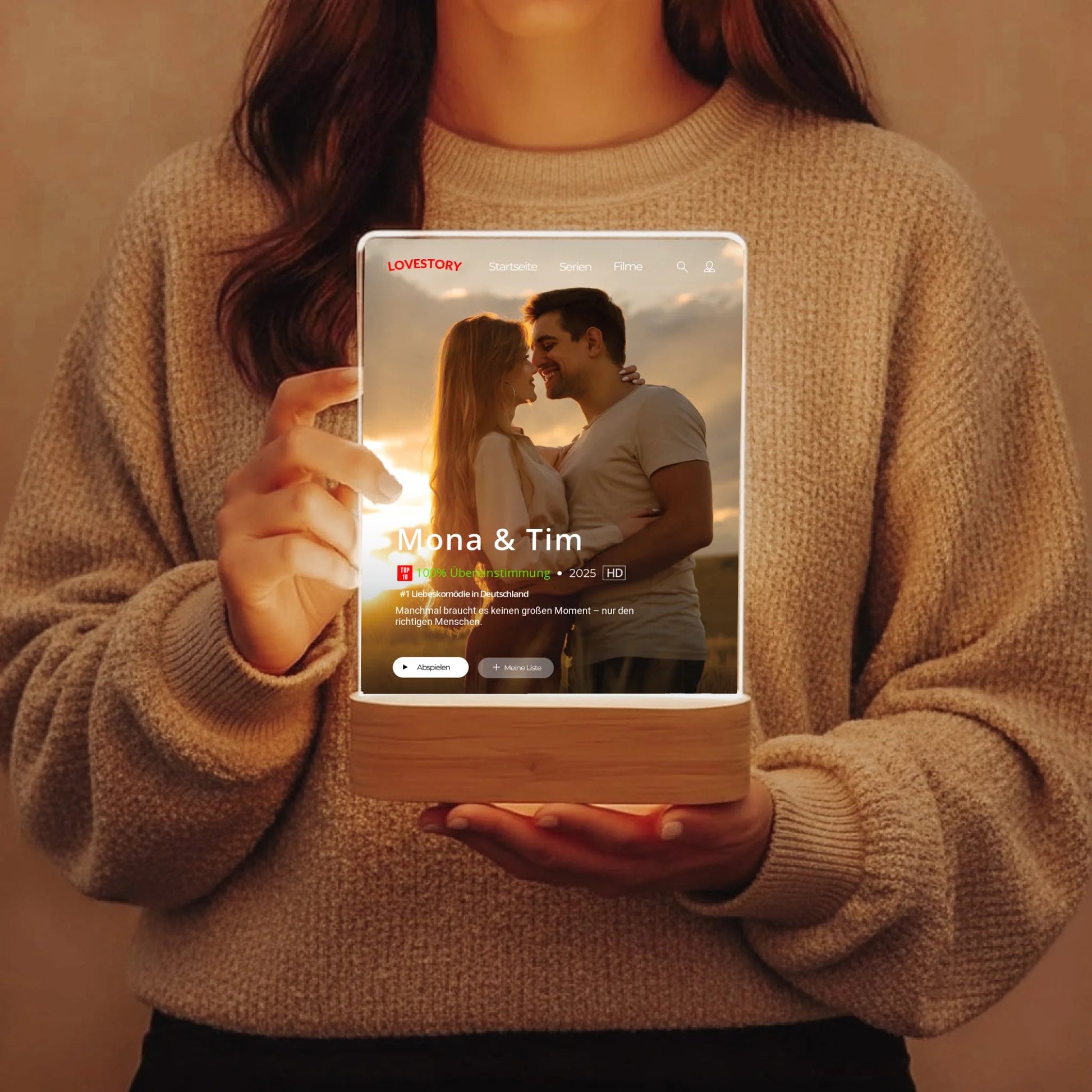 Acryl Licht "Lovestory" | Nachtlicht Filmcover im Streaming Stil - LeinwandGlück