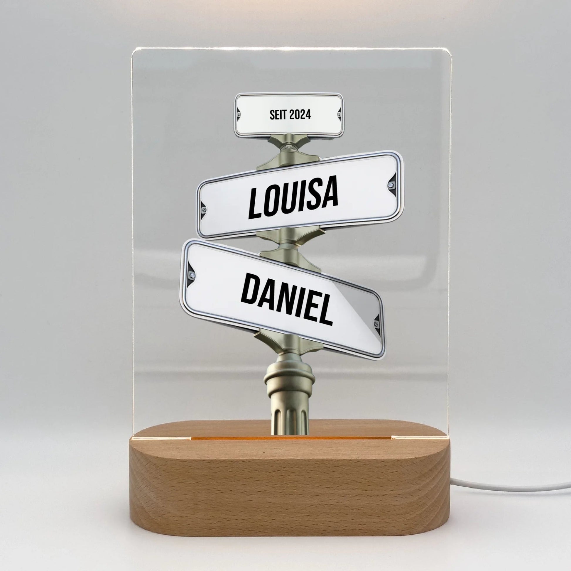 Acryl Licht "Straßenkreuzung" | Personalisiertes Licht mit Namen - LeinwandGlück