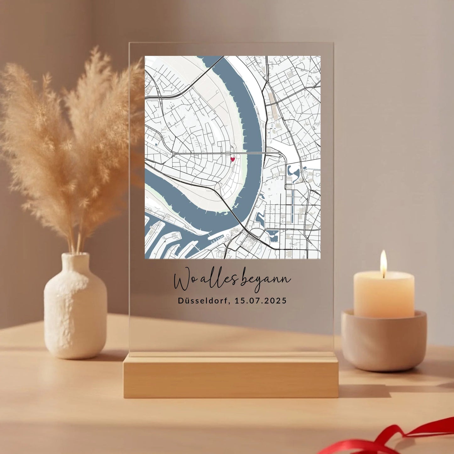 Acryl Tischaufsteller "Wo alles begann" Straßenkarte