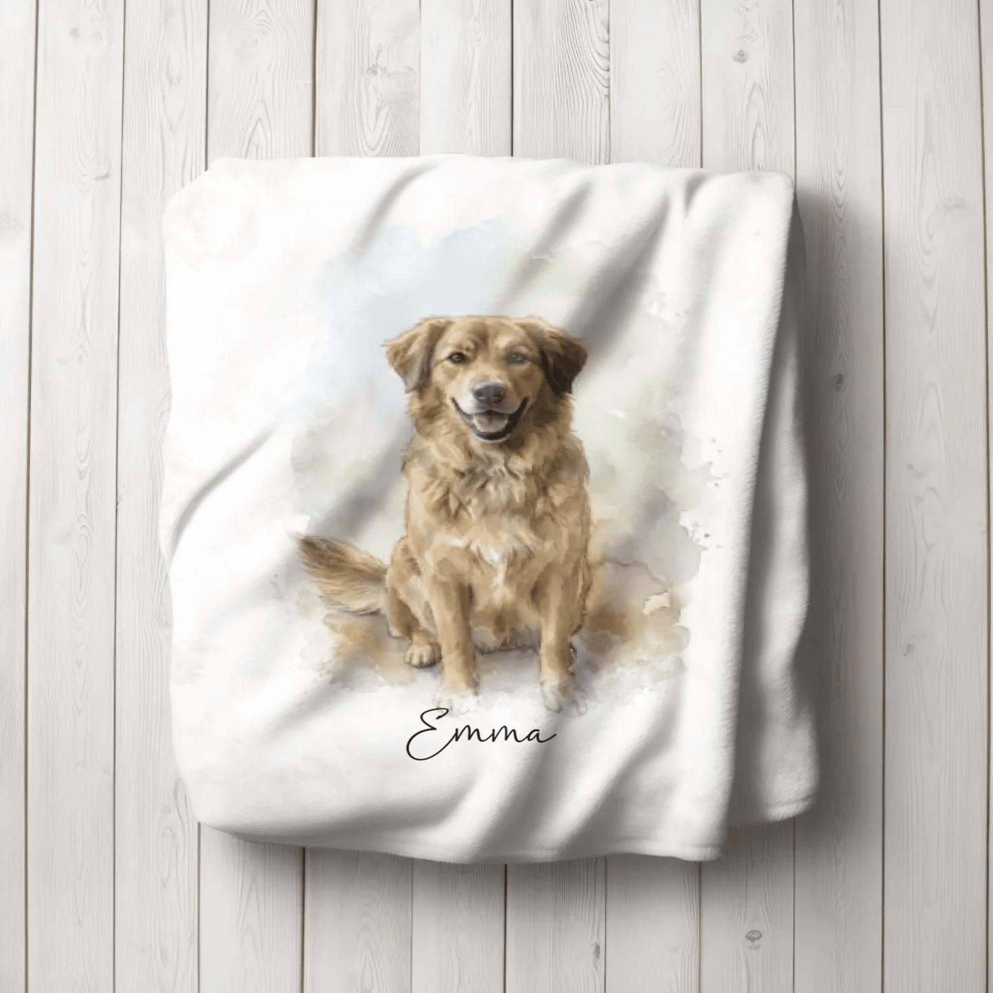 Aquarell Decke Haustier | Dein Hund auf einer Kuscheldecke - LeinwandGlück