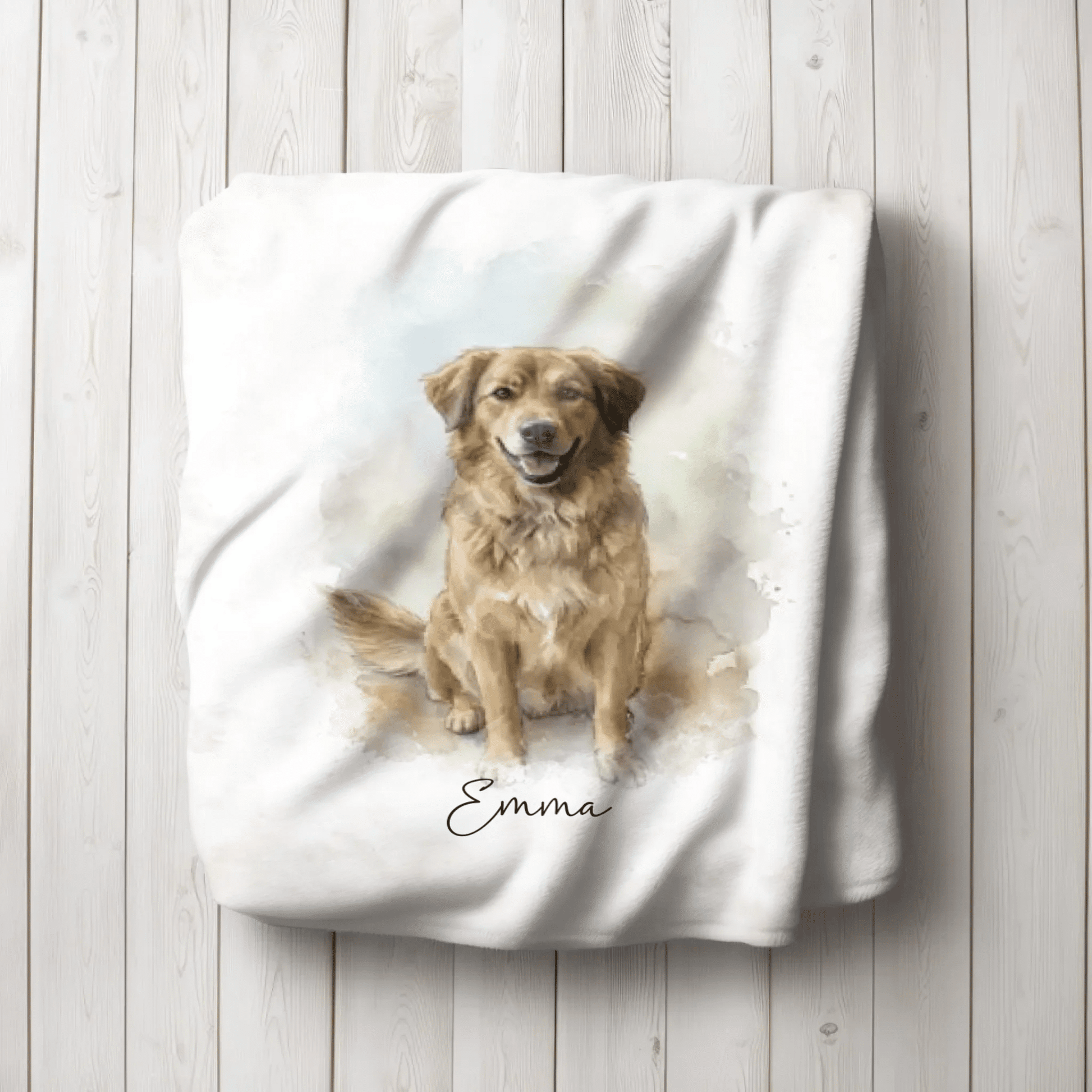 Aquarell Decke Haustier | Dein Hund auf einer Kuscheldecke - LeinwandGlück