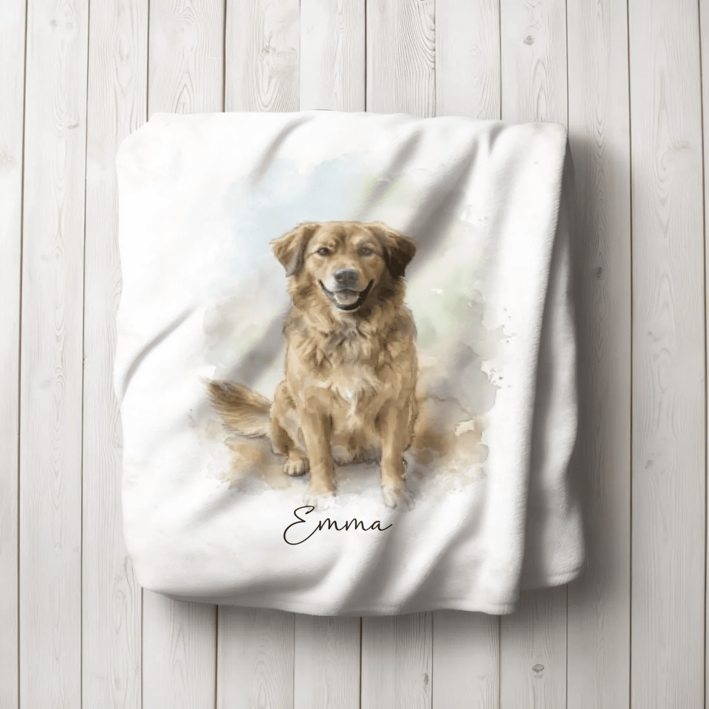 Aquarell Decke Haustier | Dein Hund auf einer Kuscheldecke - LeinwandGlück