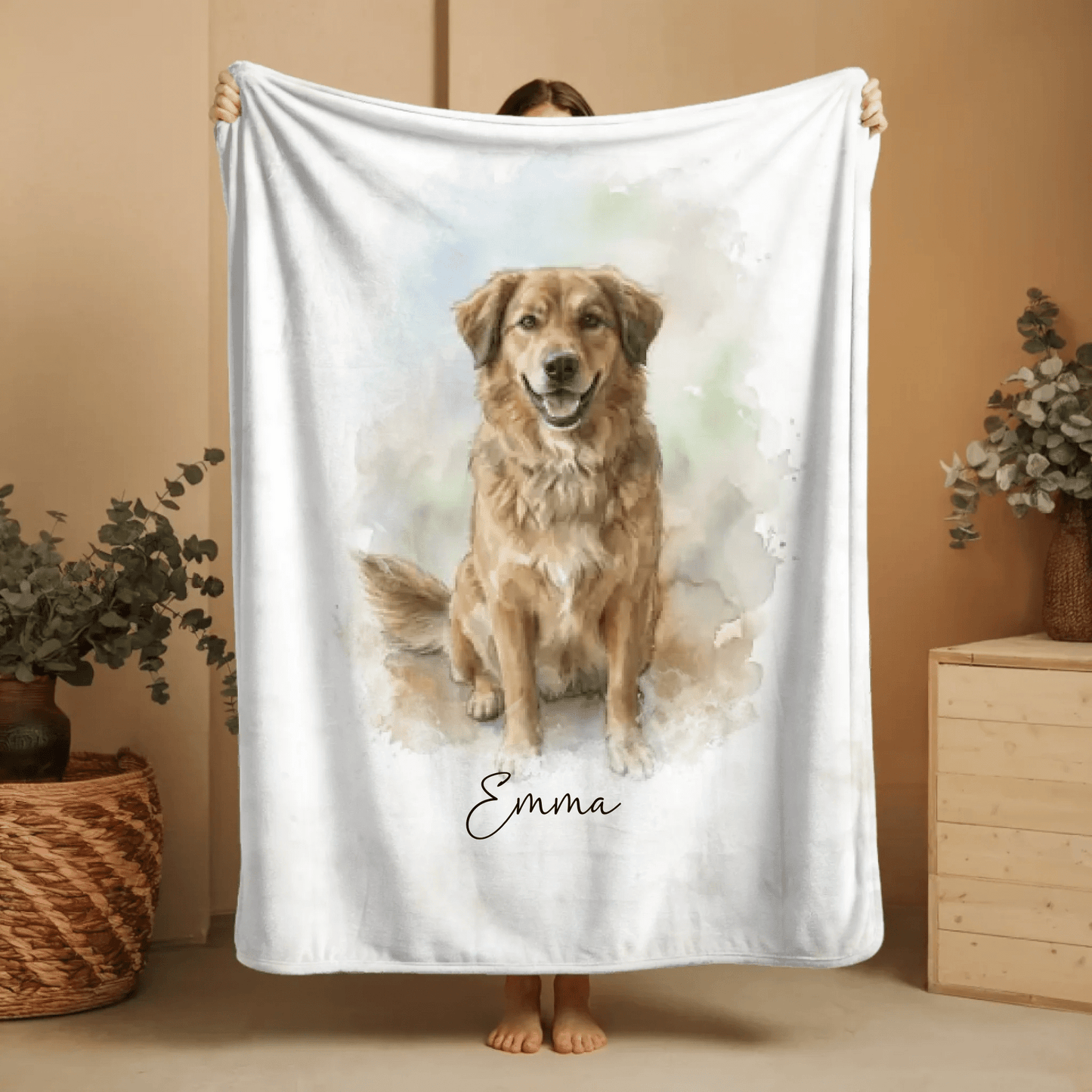 Aquarell Decke Haustier | Dein Hund auf einer Kuscheldecke - LeinwandGlück