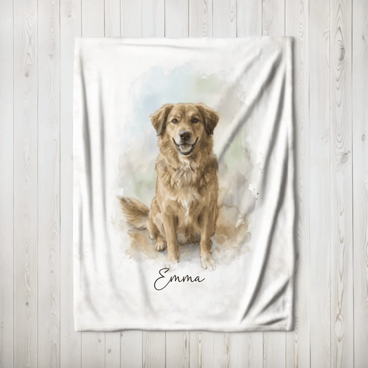 Aquarell Decke Haustier | Dein Hund auf einer Kuscheldecke - LeinwandGlück