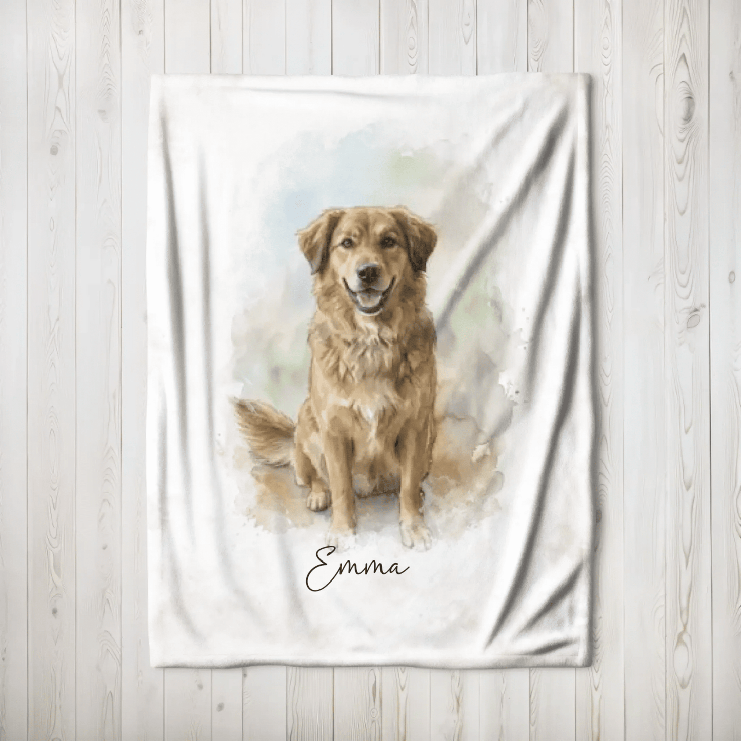 Aquarell Decke Haustier | Dein Hund auf einer Kuscheldecke - LeinwandGlück